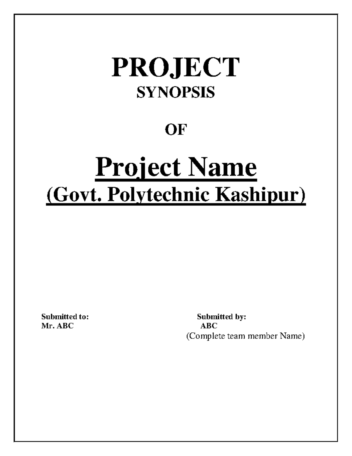 Sample-Synopsis - Sample synopsis for project - PROJECT SYNOPSIS OF ...