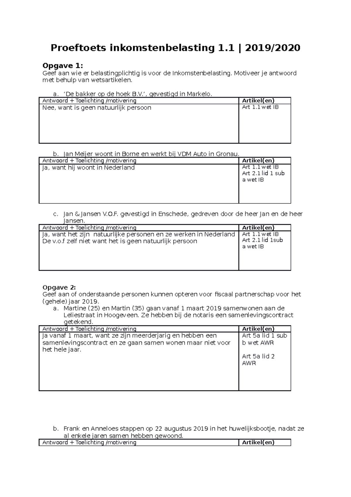 Proeftoets IB 1.1 studentversie 20192020 Proeftoets