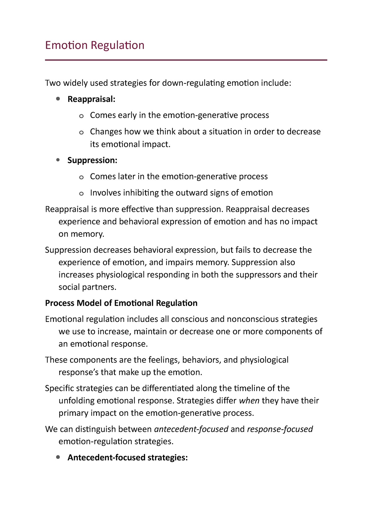 essay on emotion regulation