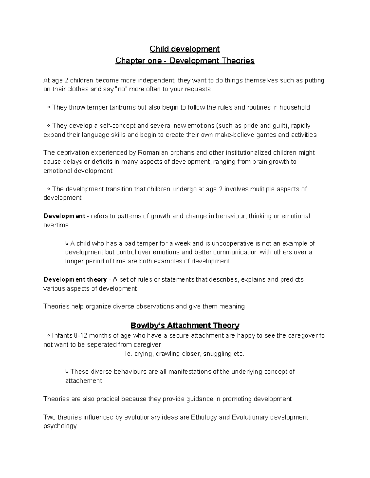 Chid Dev Notes - Child Development Chapter One - Development Theories ...