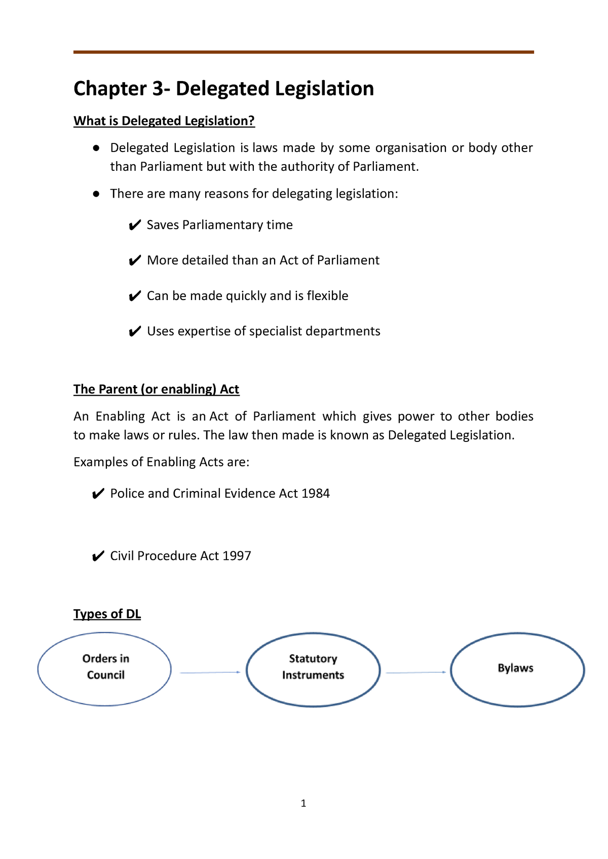 Summary-Delegated Legislation - Chapter 3- Delegated Legislation What ...