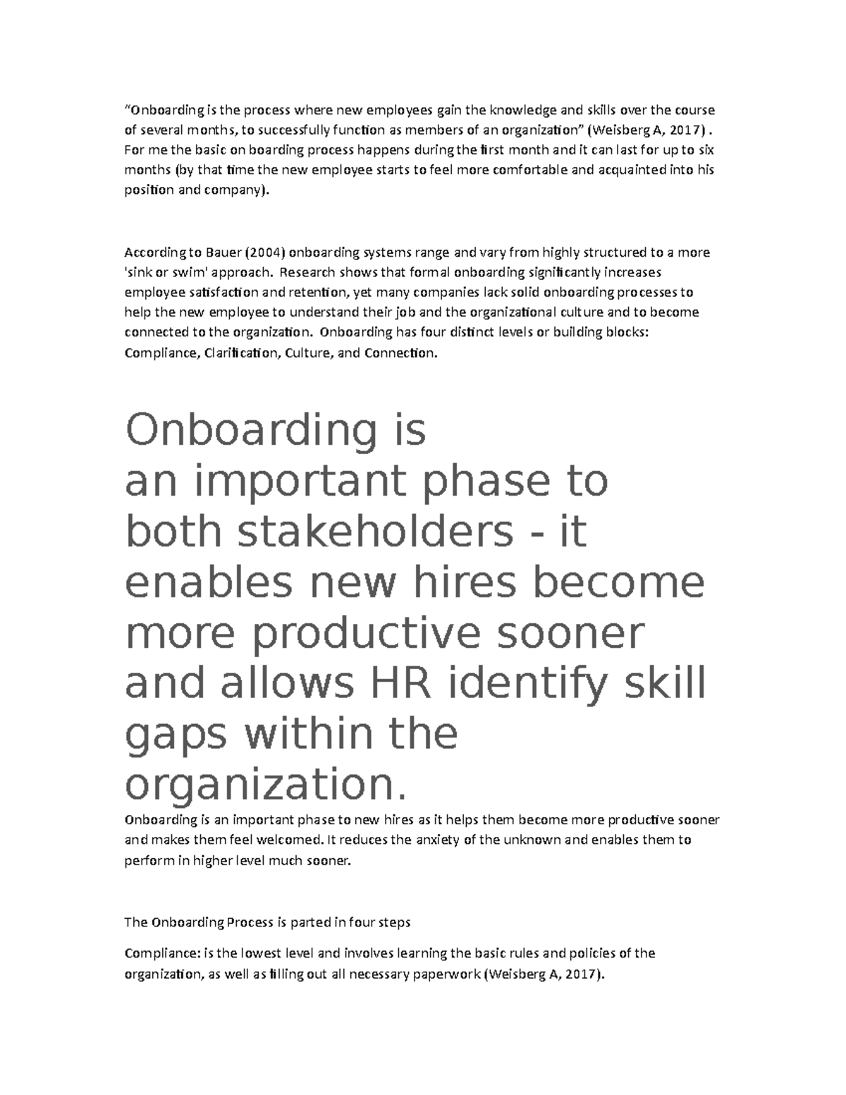 The Importance of Onboarding Process for New Employees - Studocu