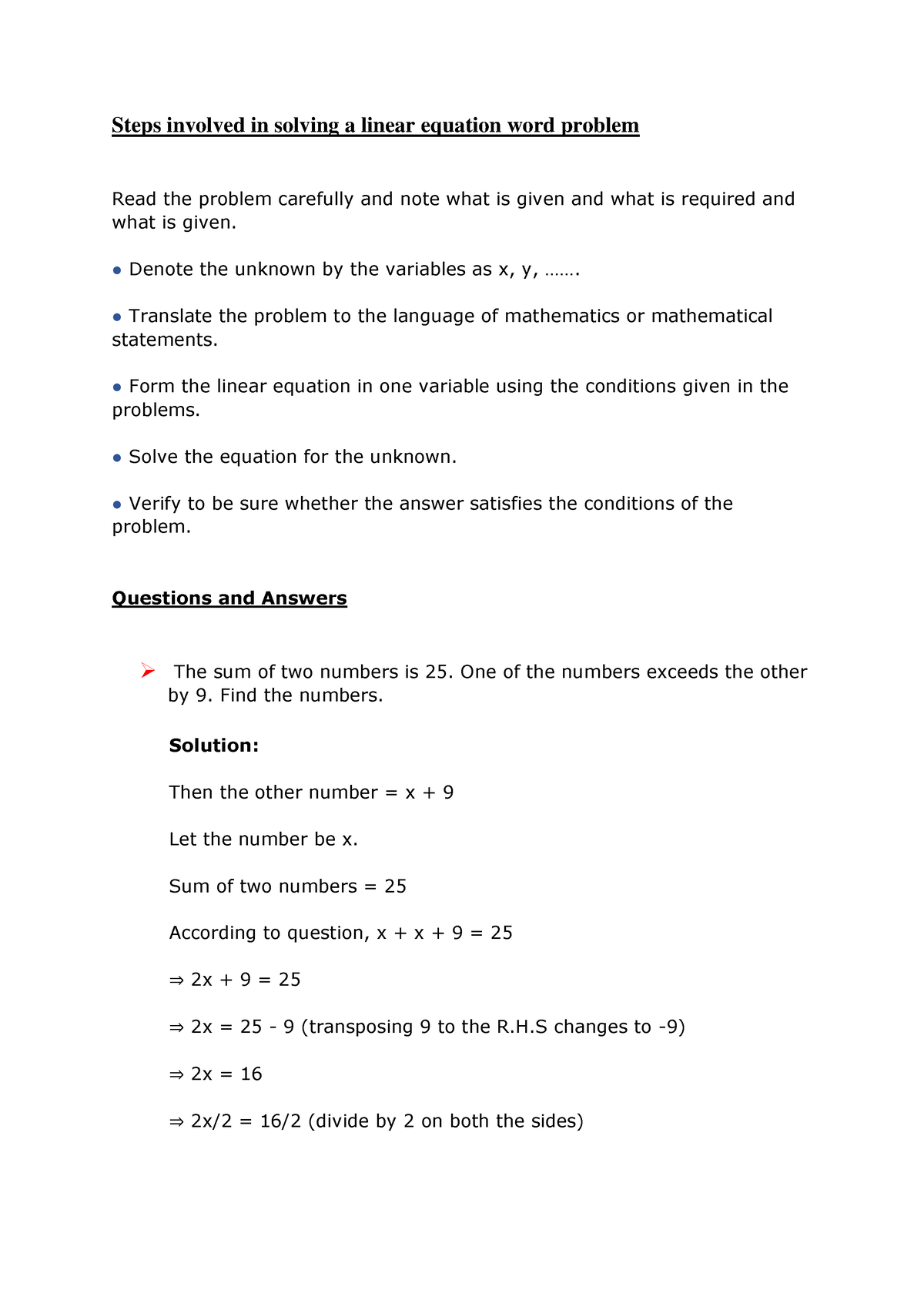 word-problems-on-linear-equation-equations-in-one-variable-steps