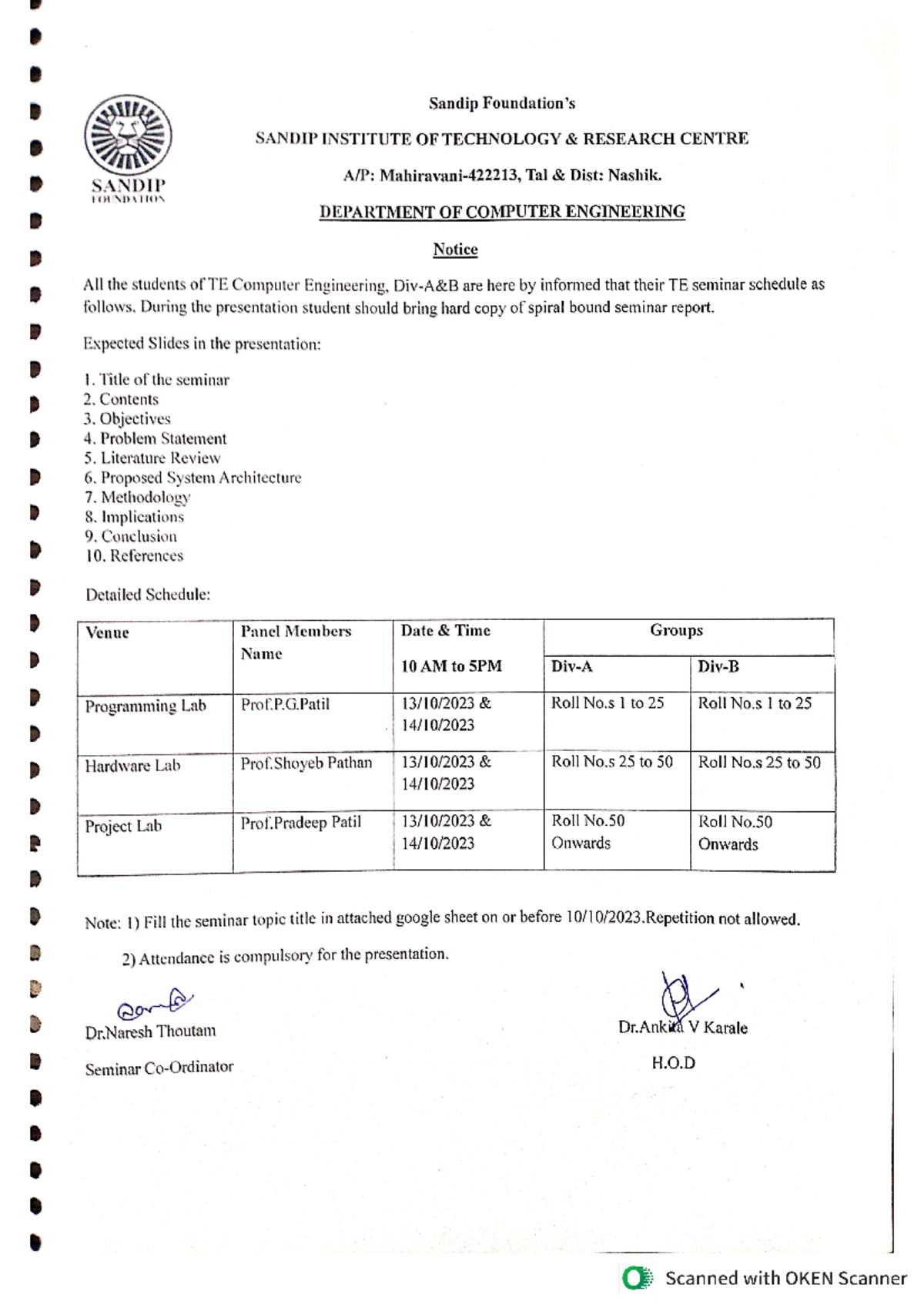 Te seminar notice - Computer - Studocu