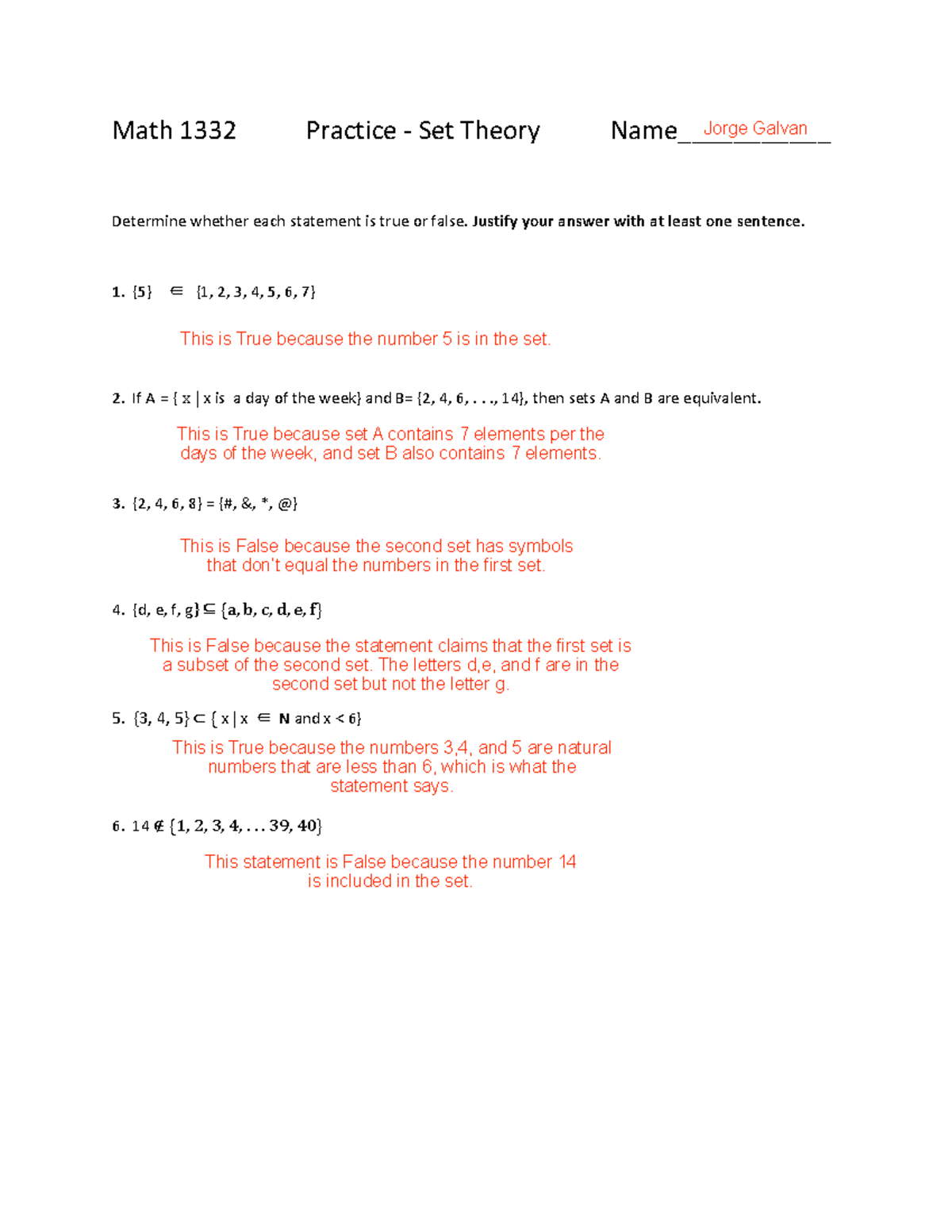 Set Theory Practice Worksheet Studocu