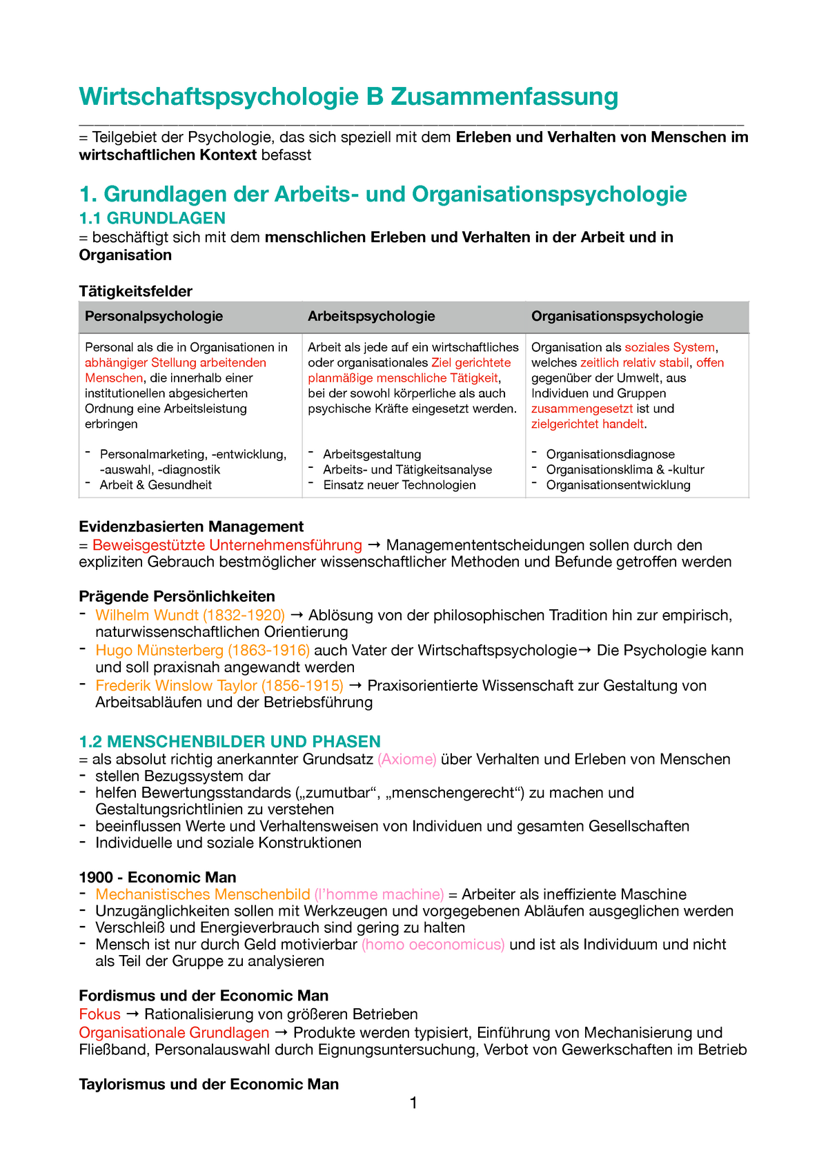 Wirtschaftspsychologie B - Grundlagen Der Arbeits- Und ...