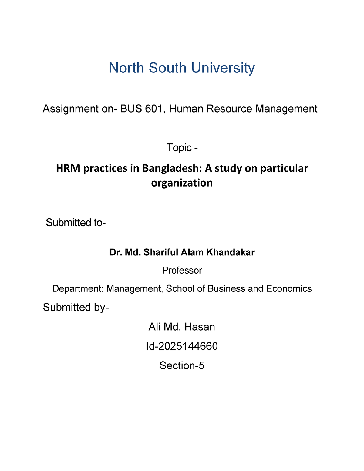 hrm practices in bangladesh assignment