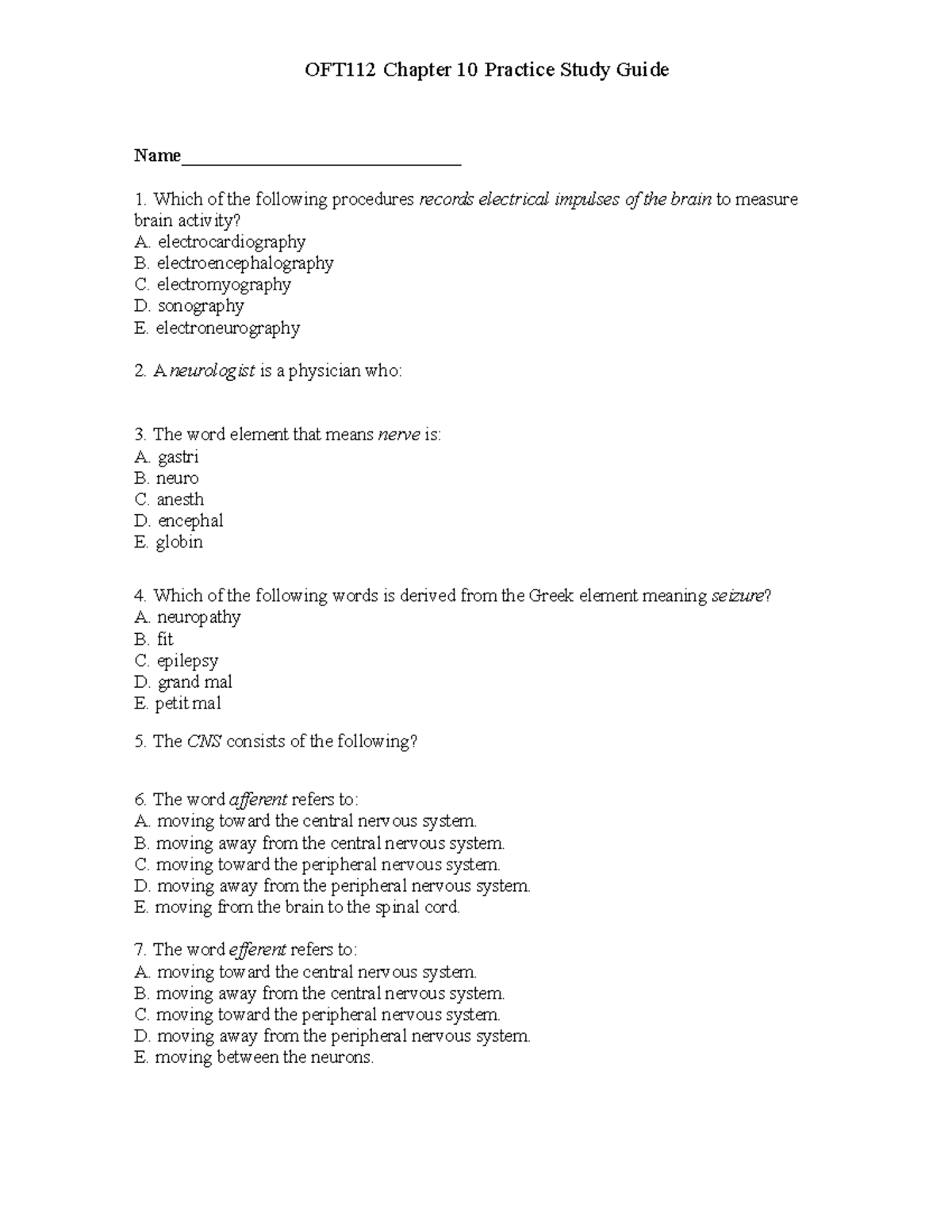 Chapter 10 Practice-Study Guide - Name ...