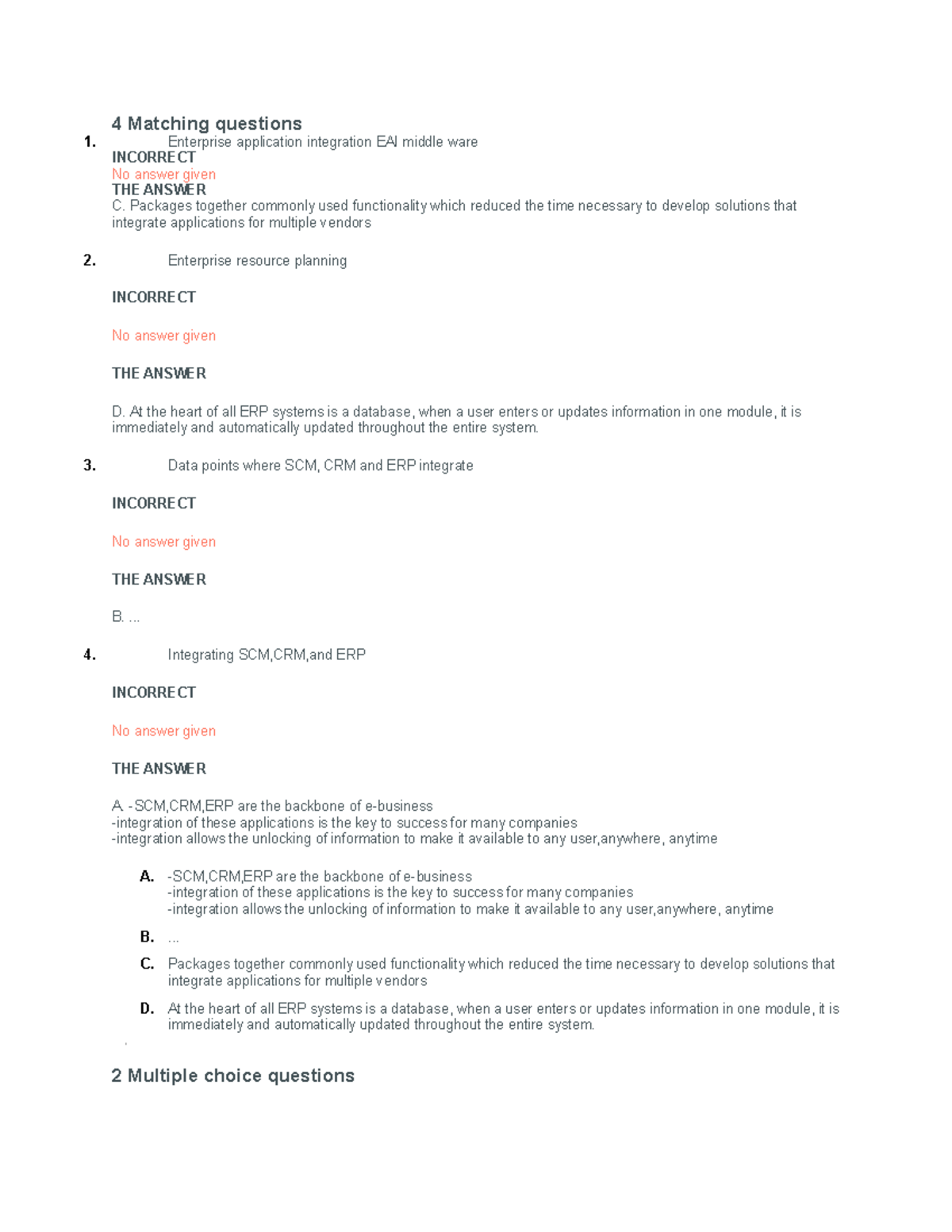 Test 22 July 2018, questions and answers - 1. 4 Matching ...