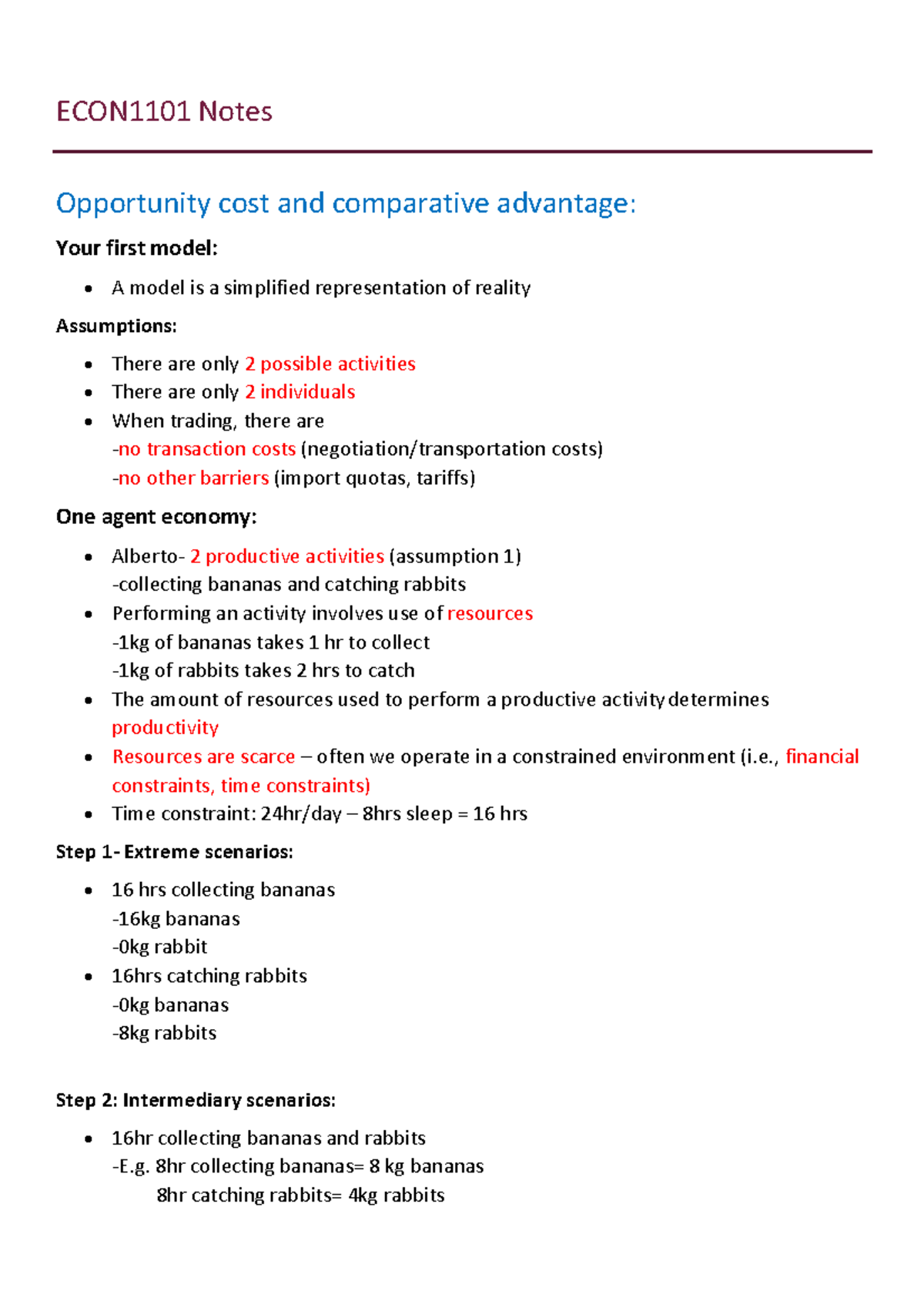 Econ1101 Final Exam Detailed Summary Notes Econ1101 Unsw Sydney