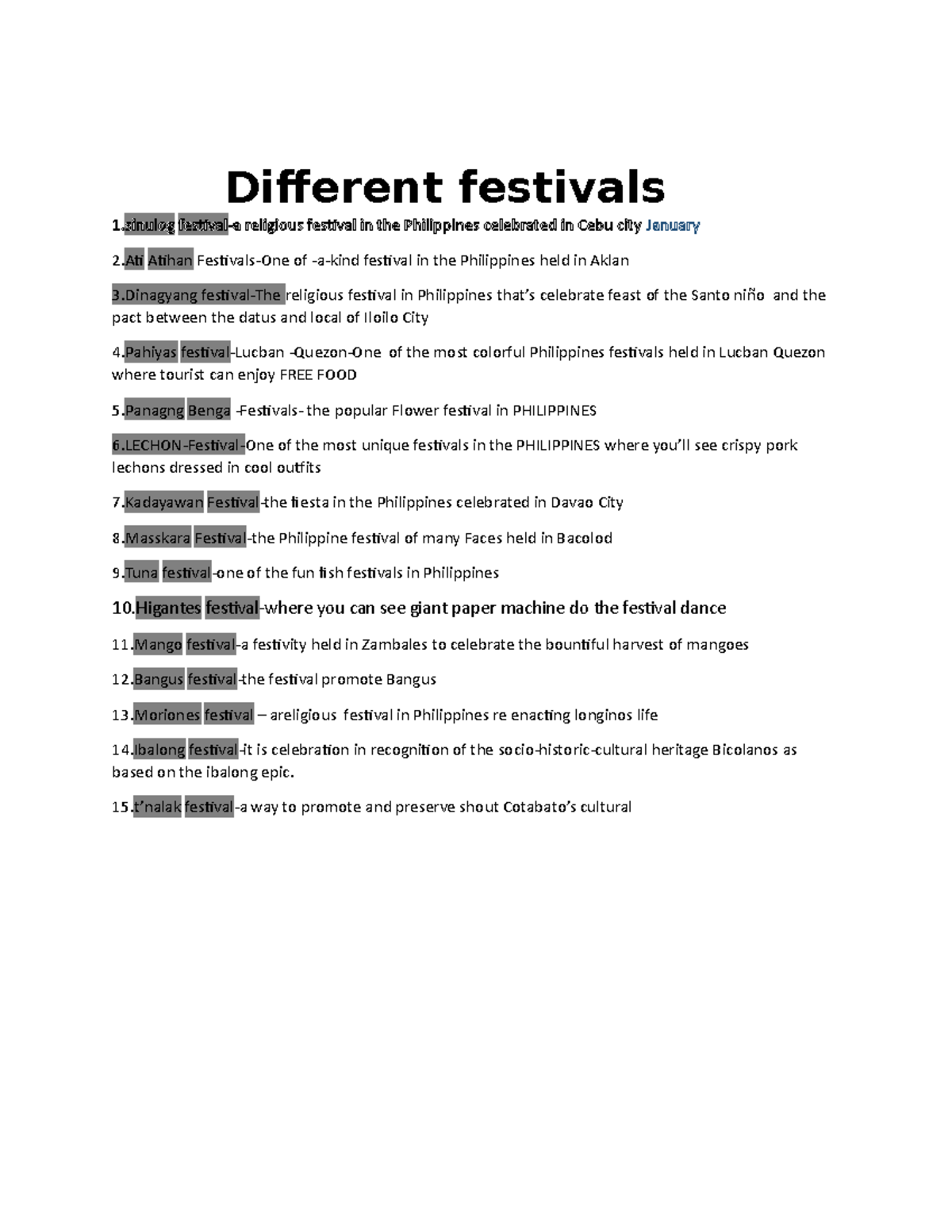 essay on festival english