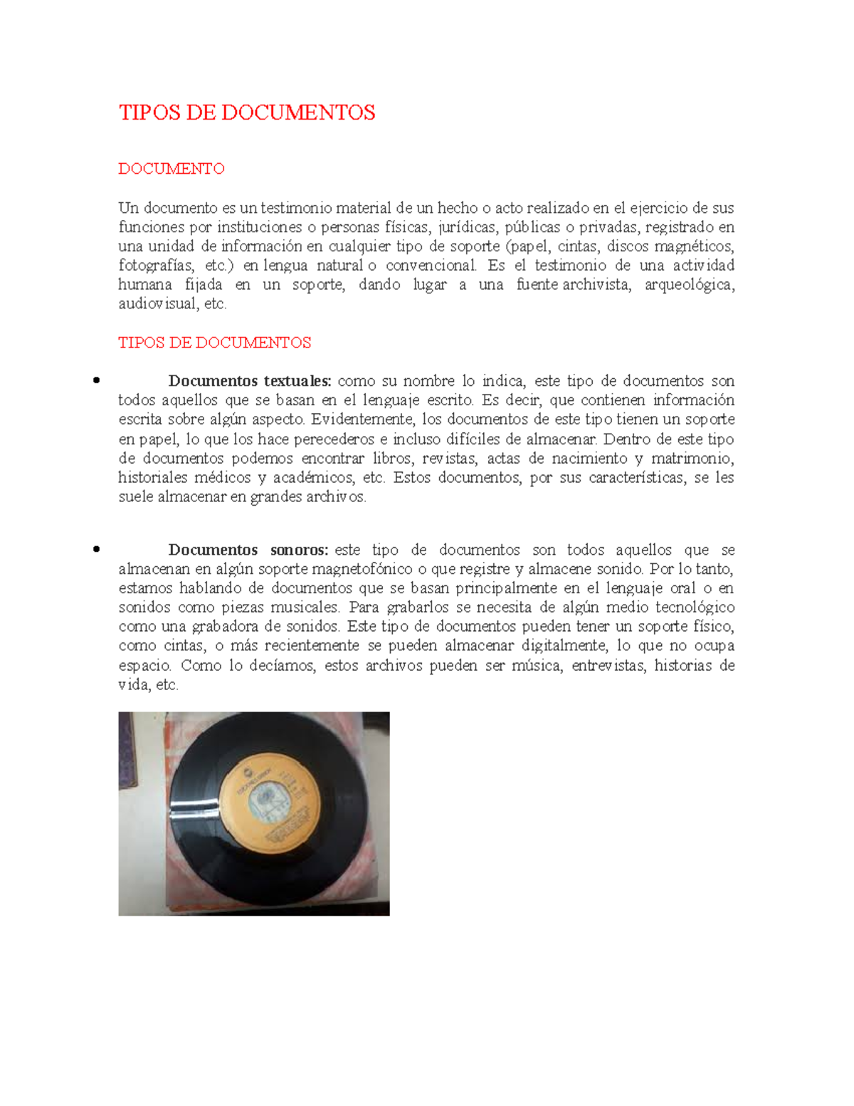 Tipos DE Documentos Luisa SOTO - TIPOS DE DOCUMENTOS DOCUMENTO Un ...