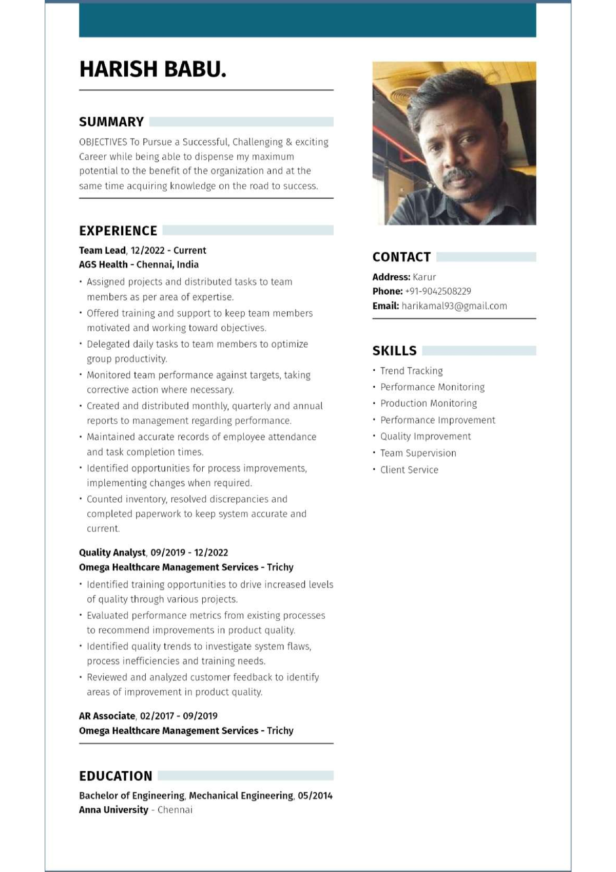 Harish Resume - Electronic communication engineering - Studocu