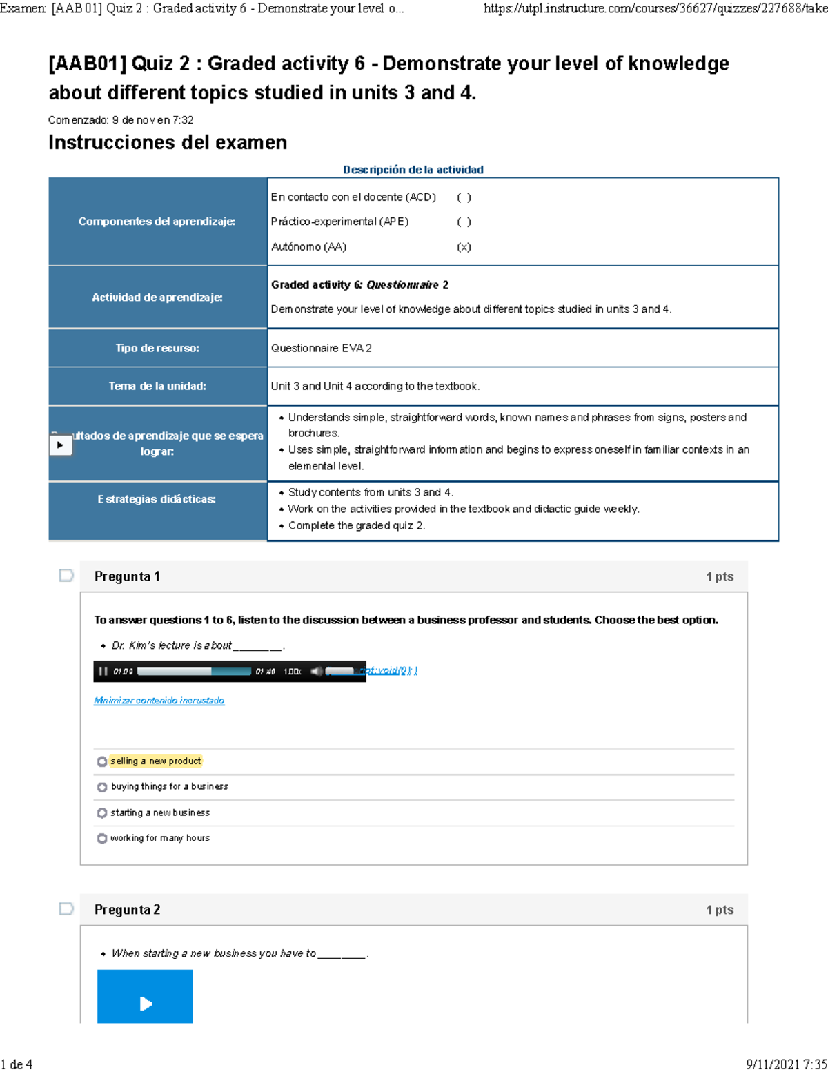 Examen [AAB01] Quiz 2 Resuelto - [AAB01] Quiz 2 : Graded Activity 6 ...