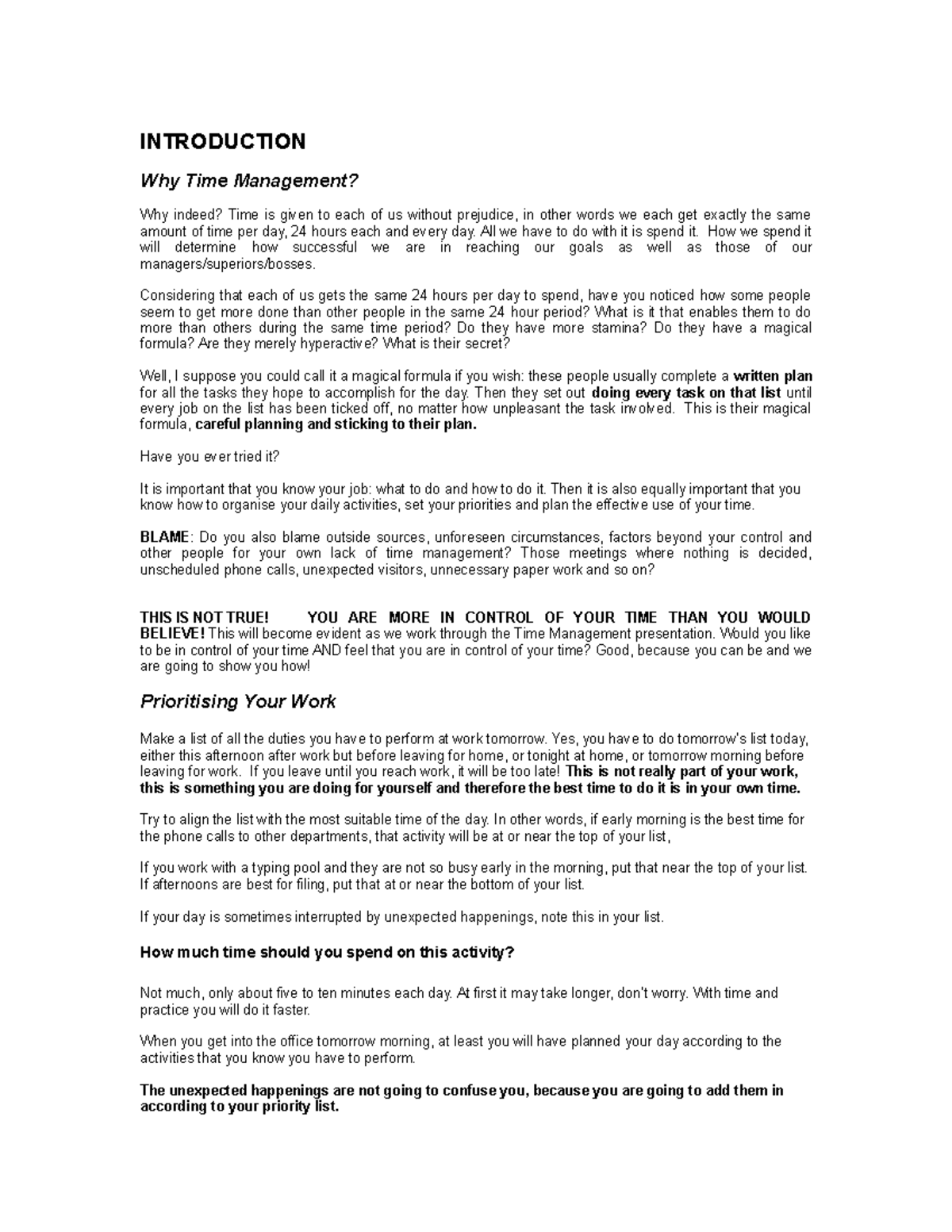 7570 Time-Management - BUSINESS STUDIES - INTRODUCTION Why Time ...