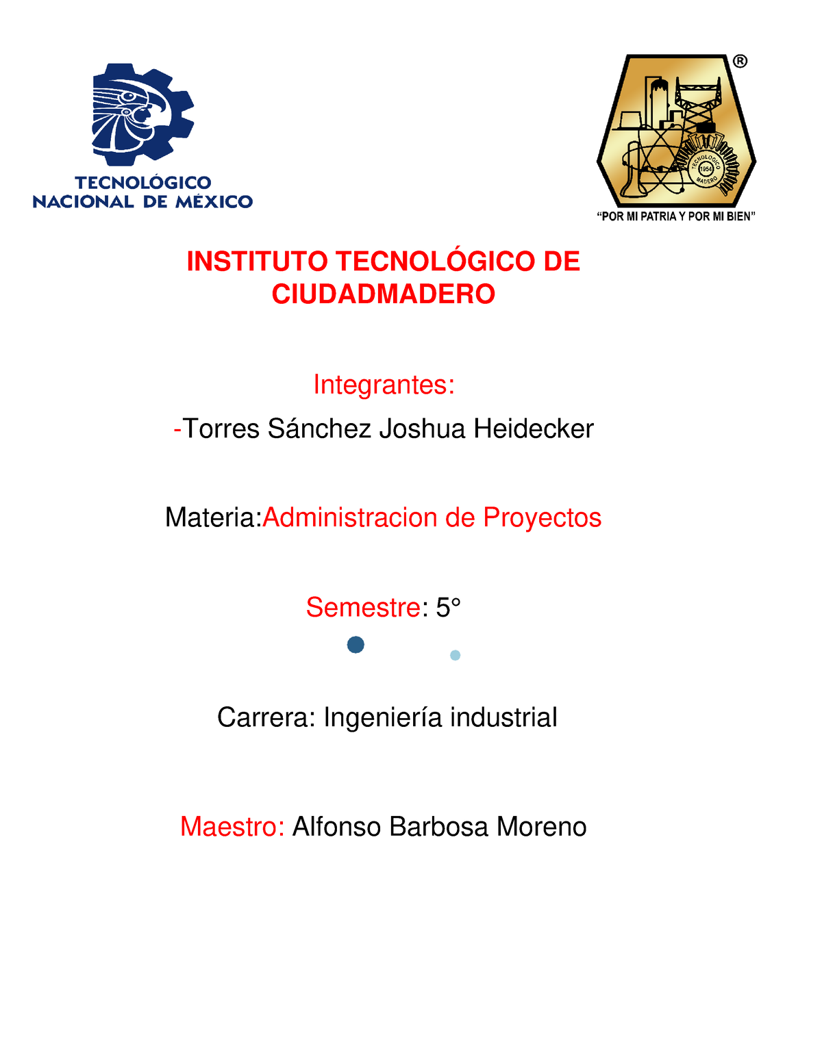 Planeacion De Proyectos - INSTITUTO TECNOLÓGICO DE CIUDADMADERO ...