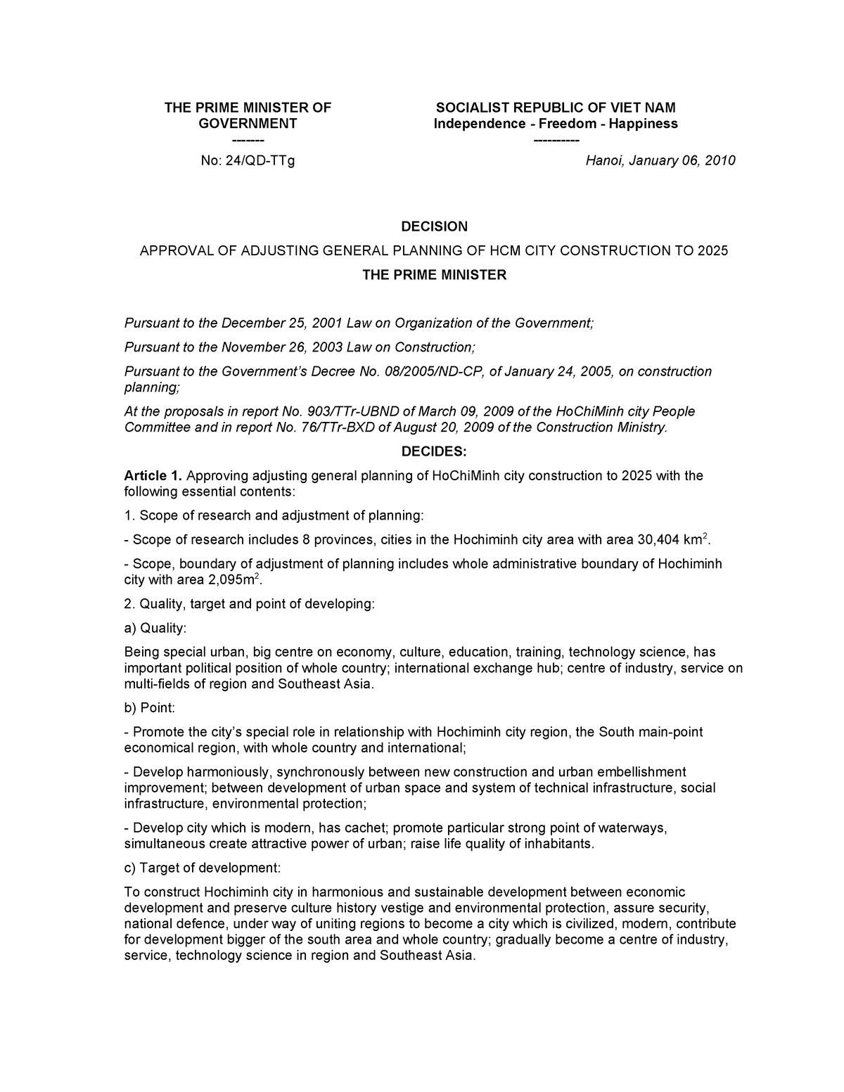 24-QD-TTg - National technical regulation on construction planning ...