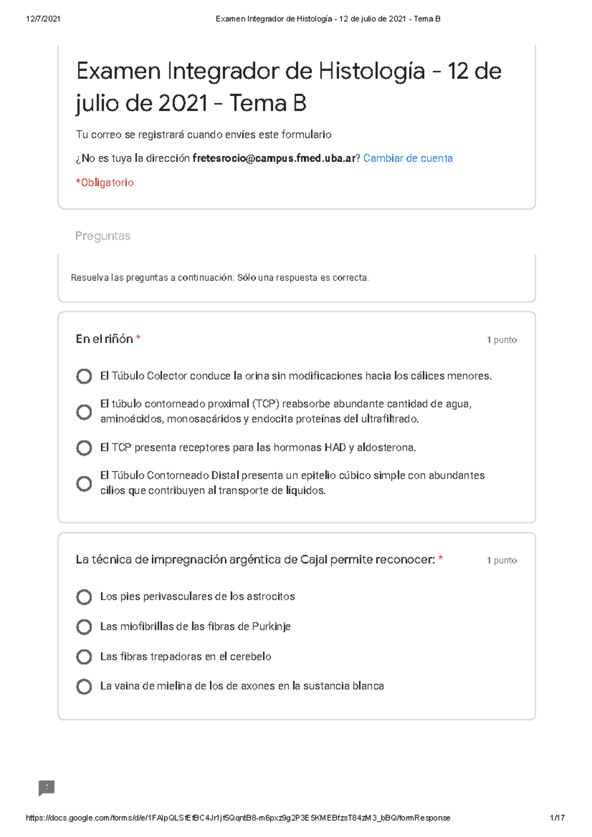 Examen Integrador De Histologia - 12 De Julio De 2021 - Tema B ...