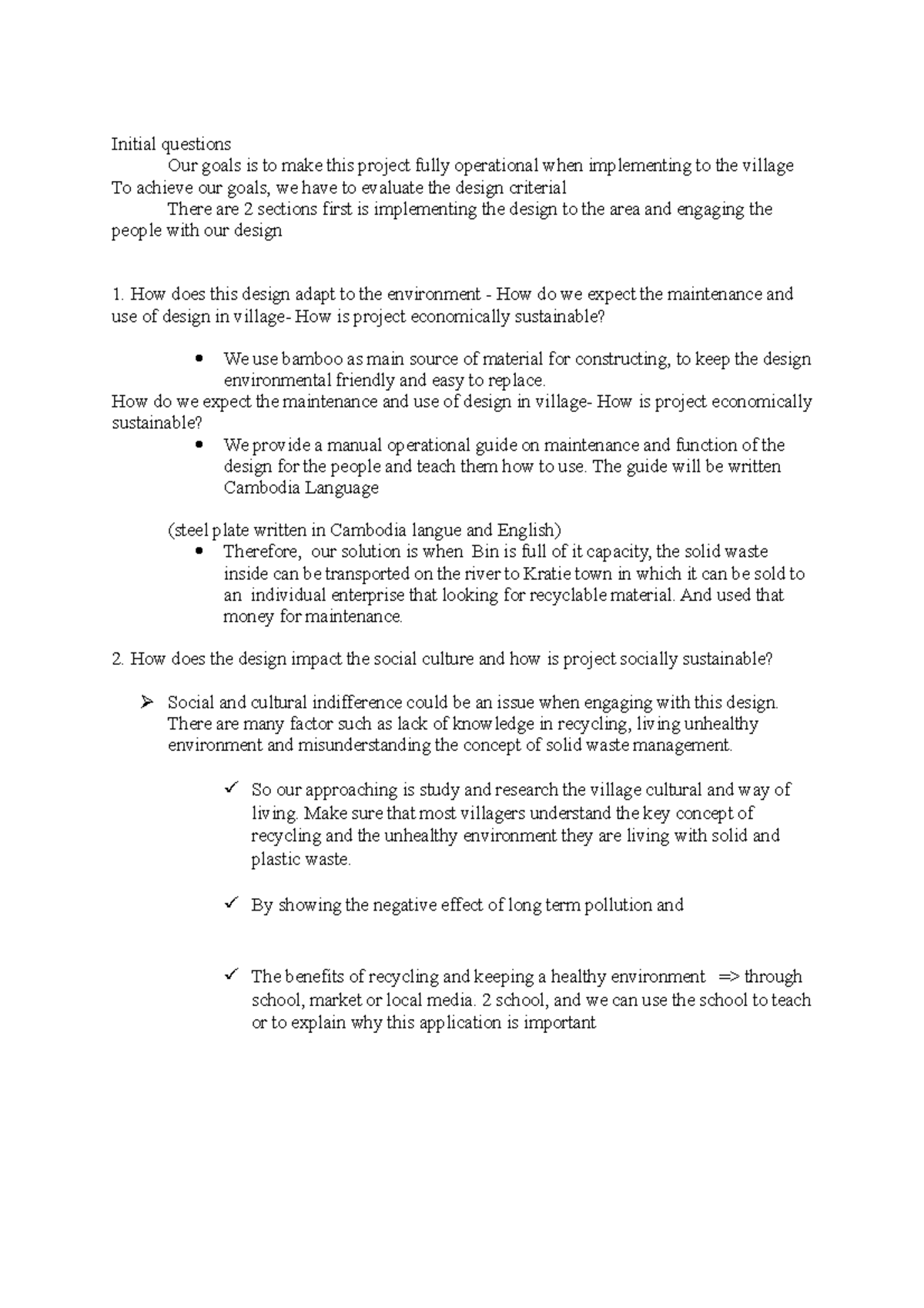 Presentationegb 100 - prep - Initial questions Our goals is to make ...