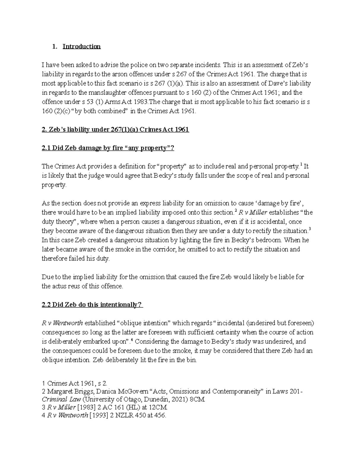 Criminal assignment - 1. Introduction I have been asked to advise the ...