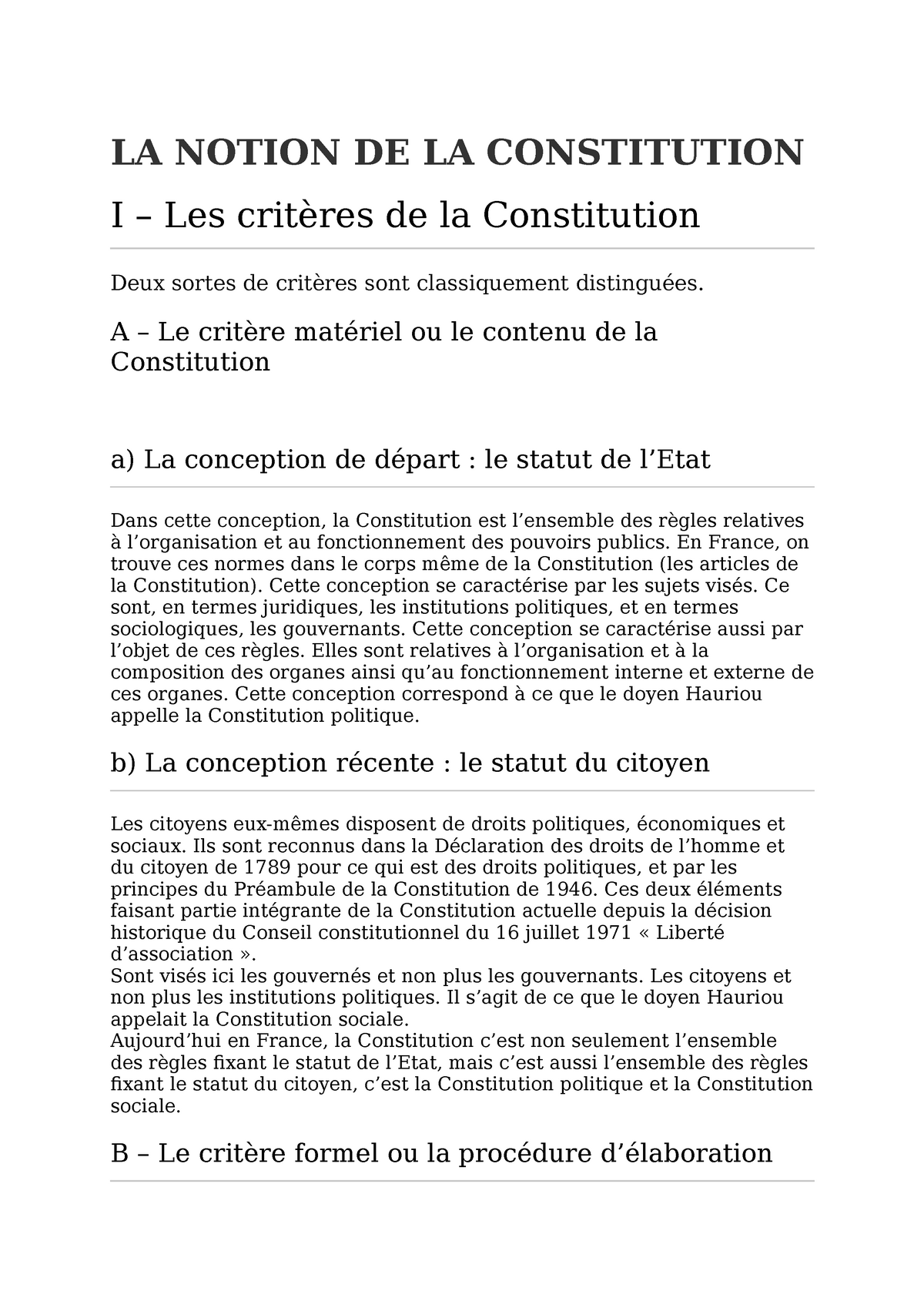 la notion de la constitution dissertation juridique