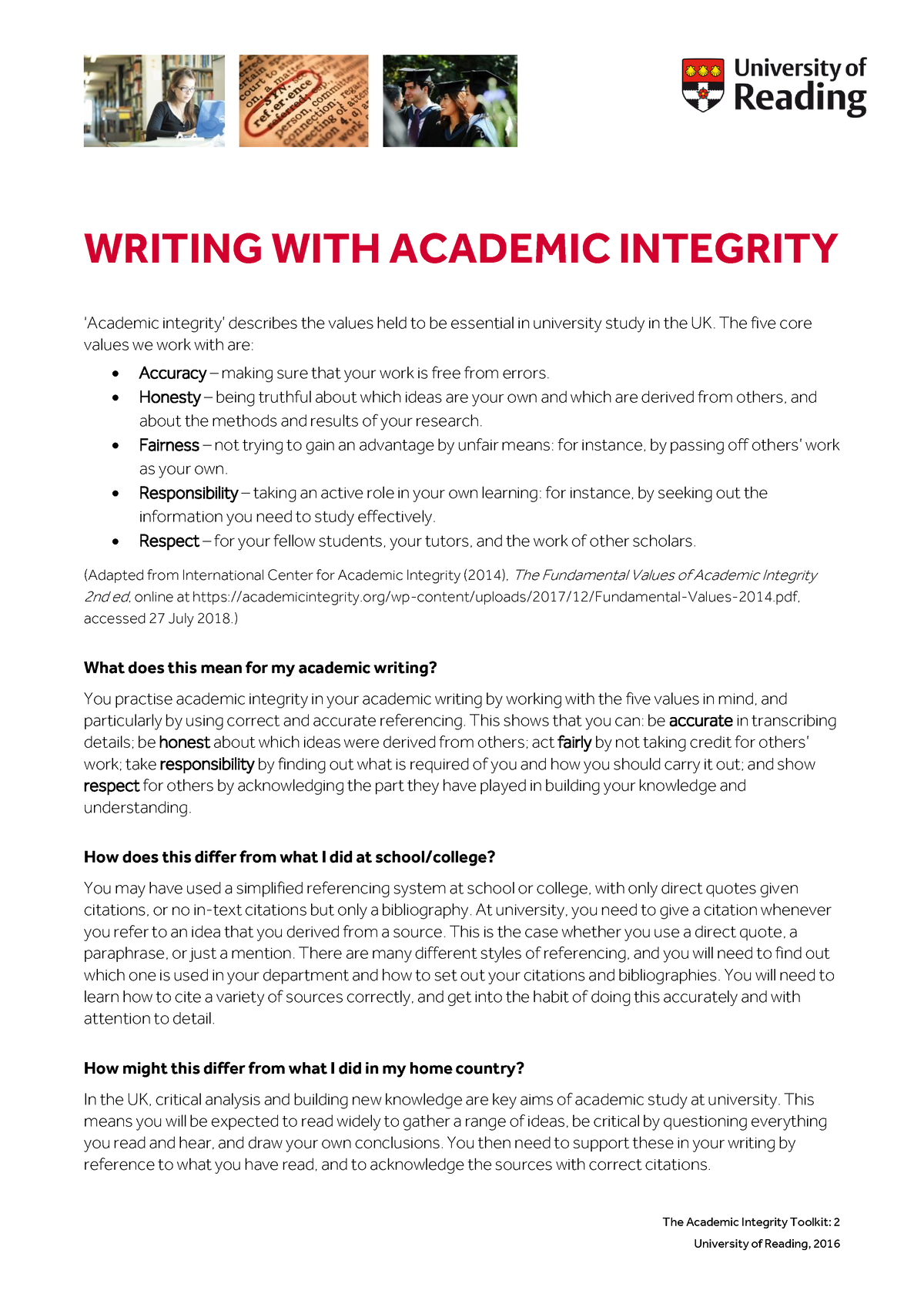 2 - Coursework - The Academic Integrity Toolkit: 2 University Of ...