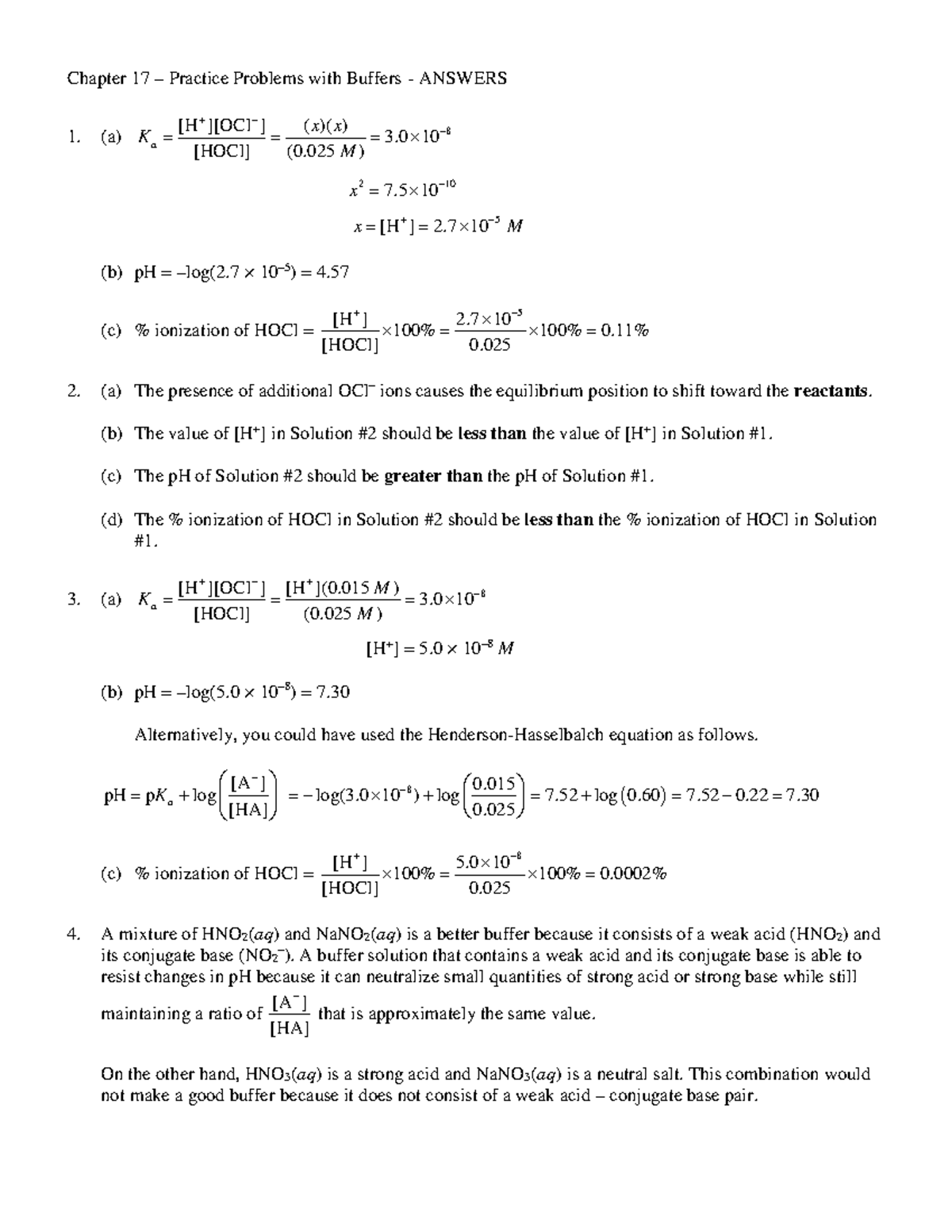 Chapter 17 practice problems with buffers answers Chapter 17