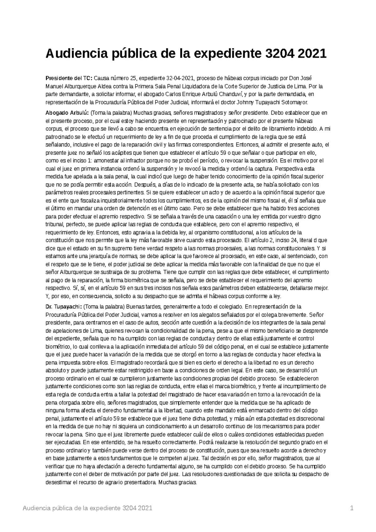 Audiencia pblica - Por la parte demandante, a solicitar informar, el ...