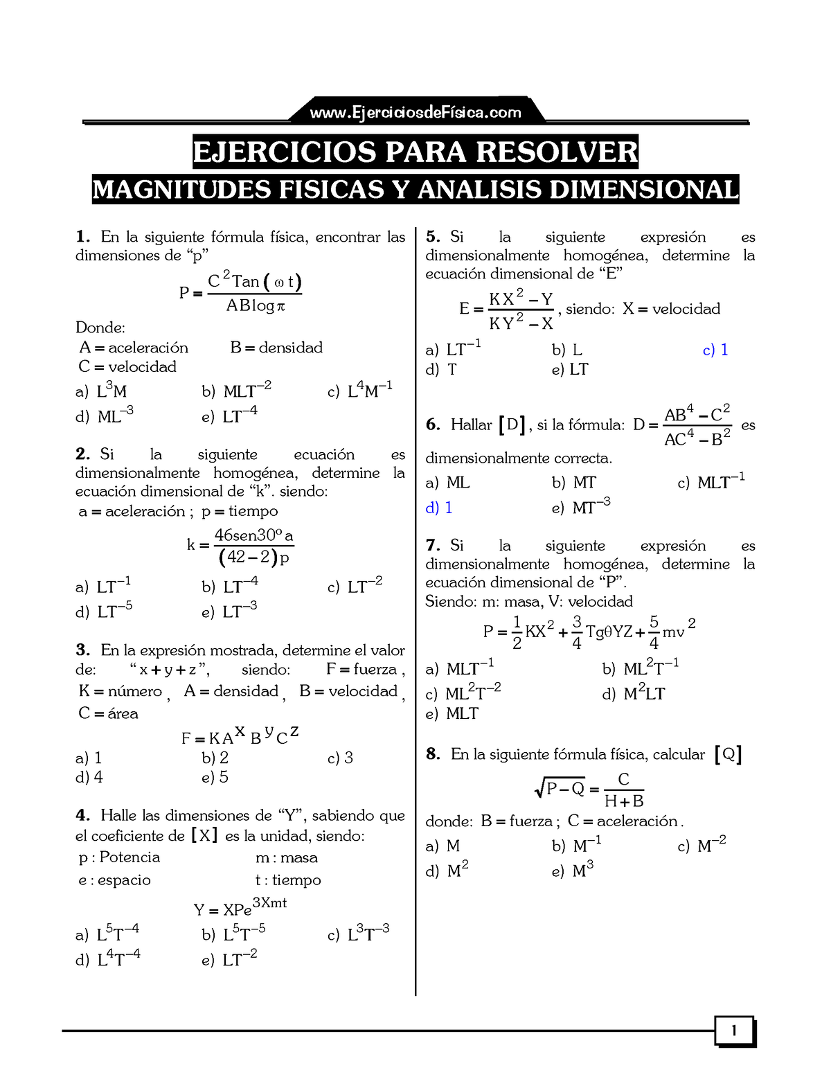 Magnitudes Fisicas Ejercicios Ejercicios Para Resolver Magnitudes Fisicas Y Analisis