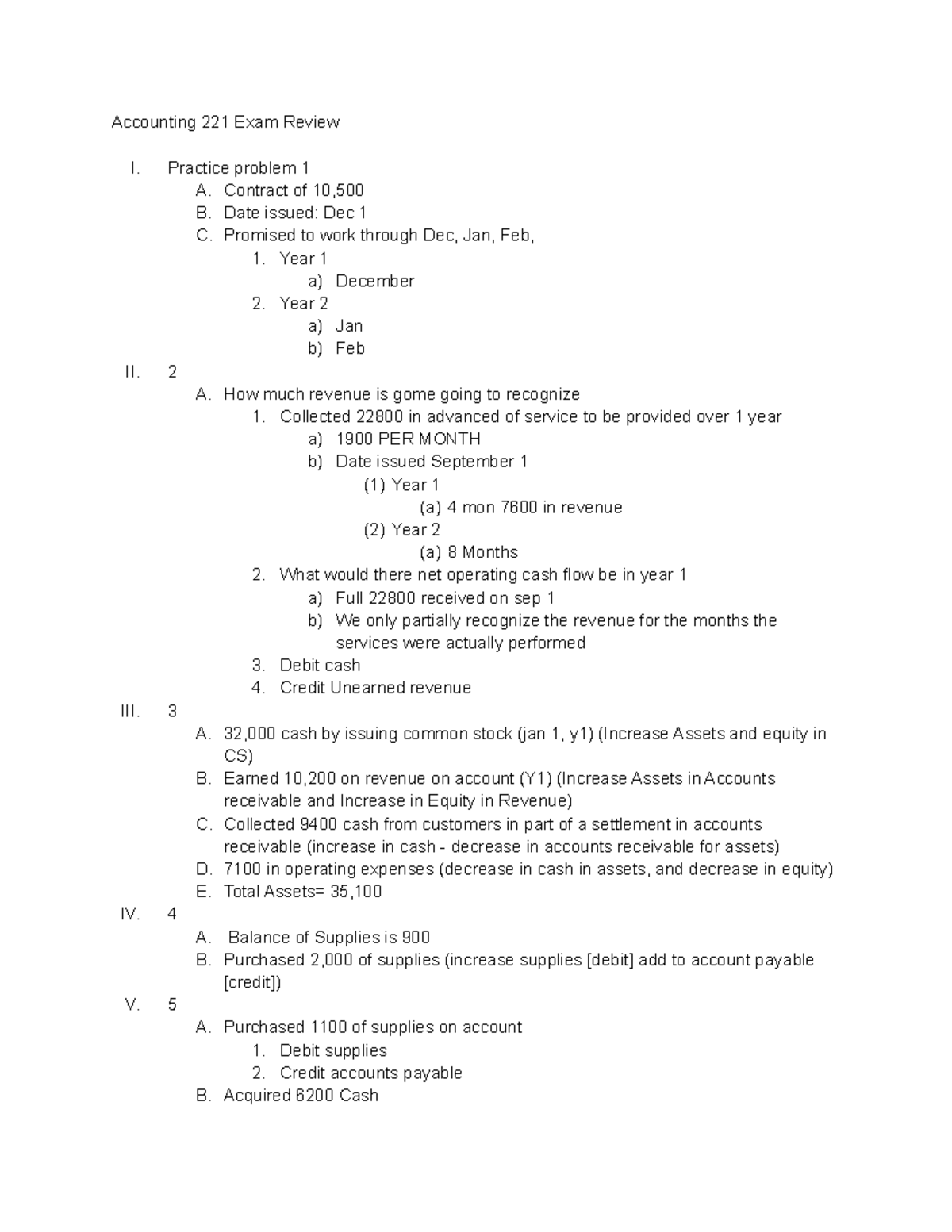 Accounting 221 Exam Qs (Review) - Accounting 221 Exam Review I ...