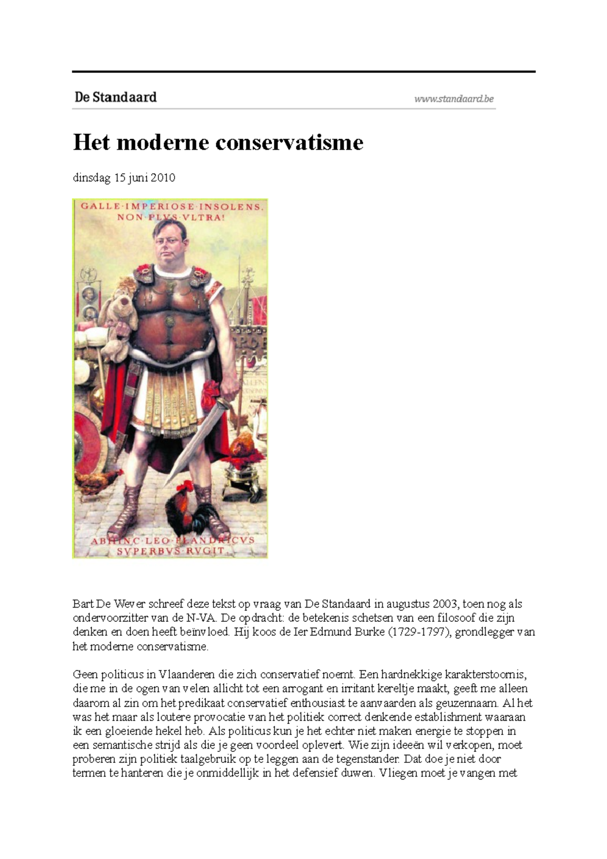 Het Moderne Conservatisme De Wever Over Burke Het Moderne Conservatisme Dinsdag Juni