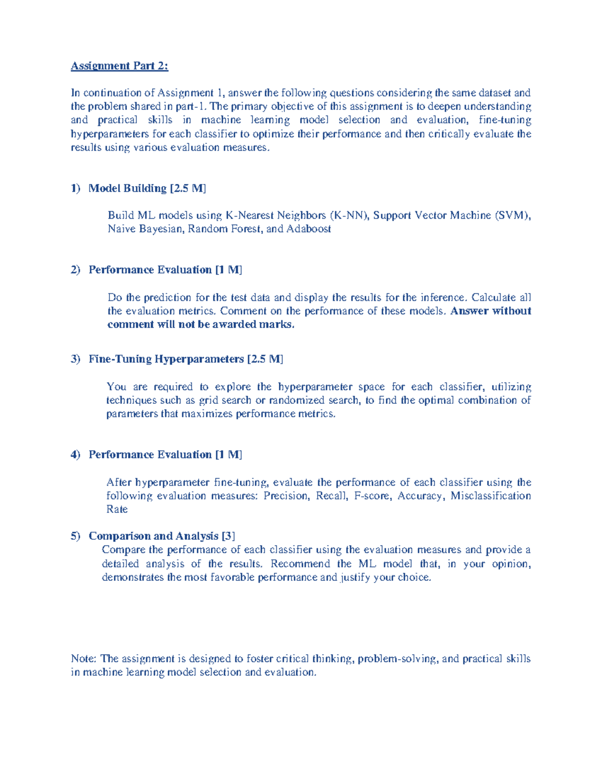 Problem Statement for Assignment Part 2 - Assignment Part 2: In ...