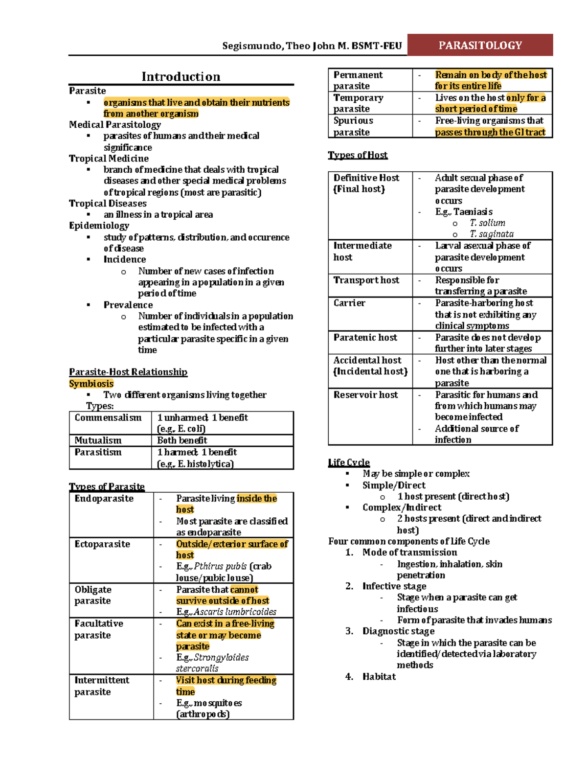 Parasitology- Legit-ALL - Introduction Parasite organisms that live and ...