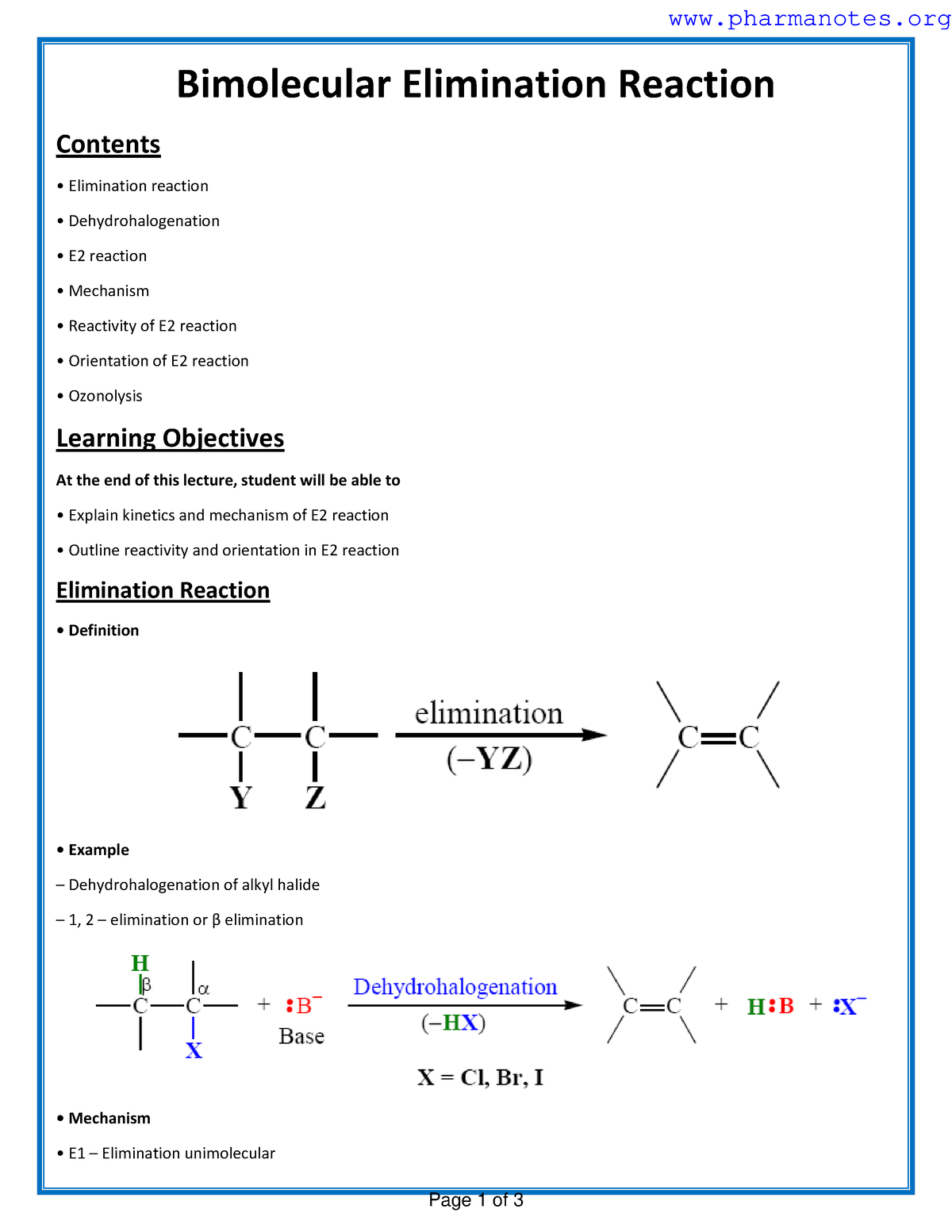 Bimolecular Elimination Reaction - Bimolecular Elimination Reaction ...