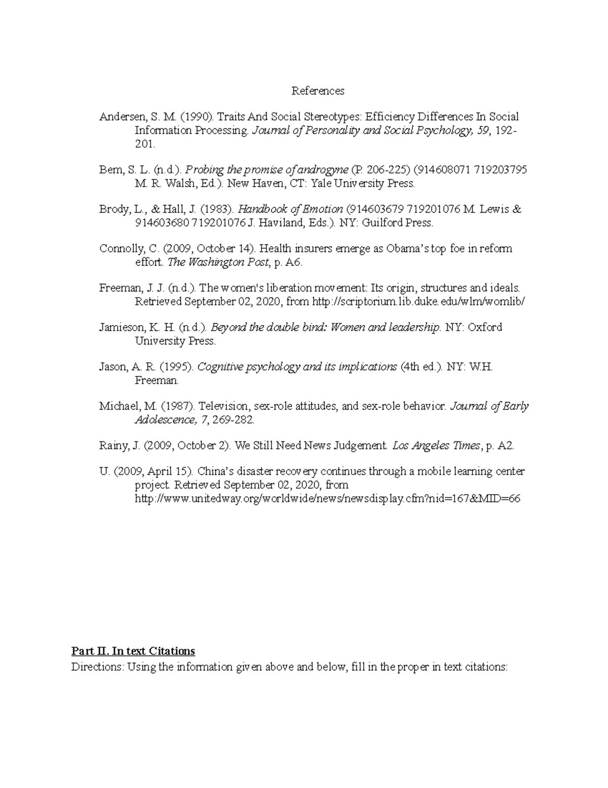APA Assignment - Great example to utilize when learning APA format ...