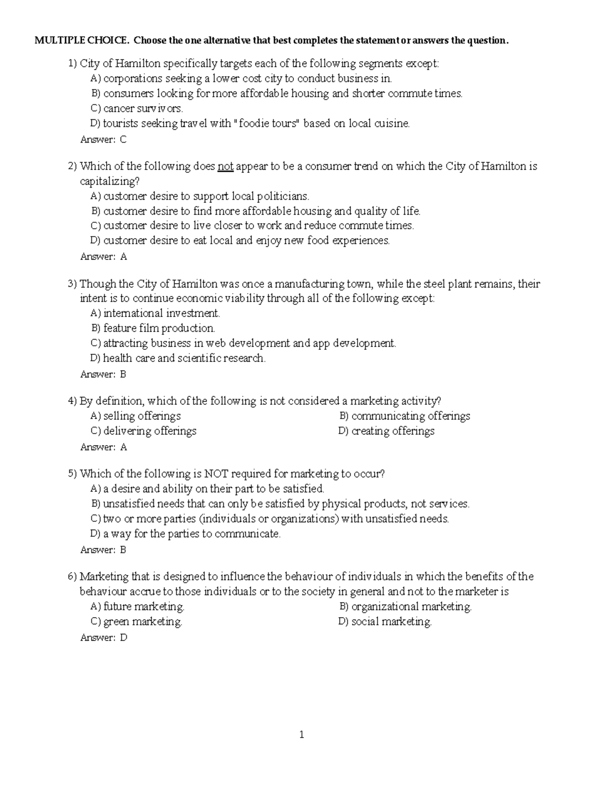 CH01 - MULTIPLE CHOICE. Choose The One Alternative That Best Completes ...