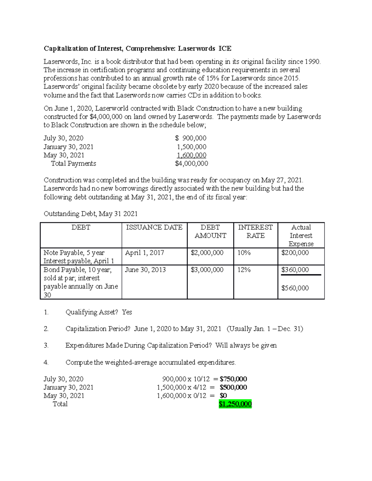 Capitalization of Interest Comprehensive Laserwords - is a book ...