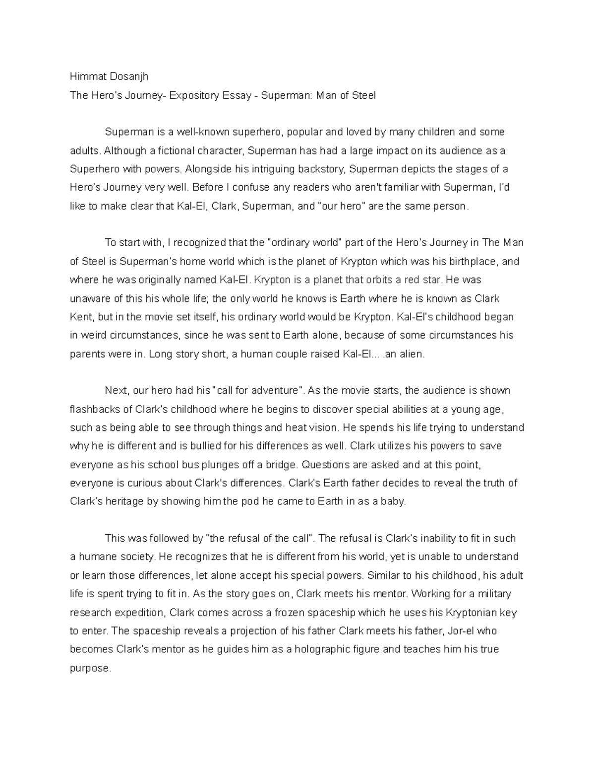 DosanjhHero's Journey Himmat Dosanjh The Hero’s Journey Expository