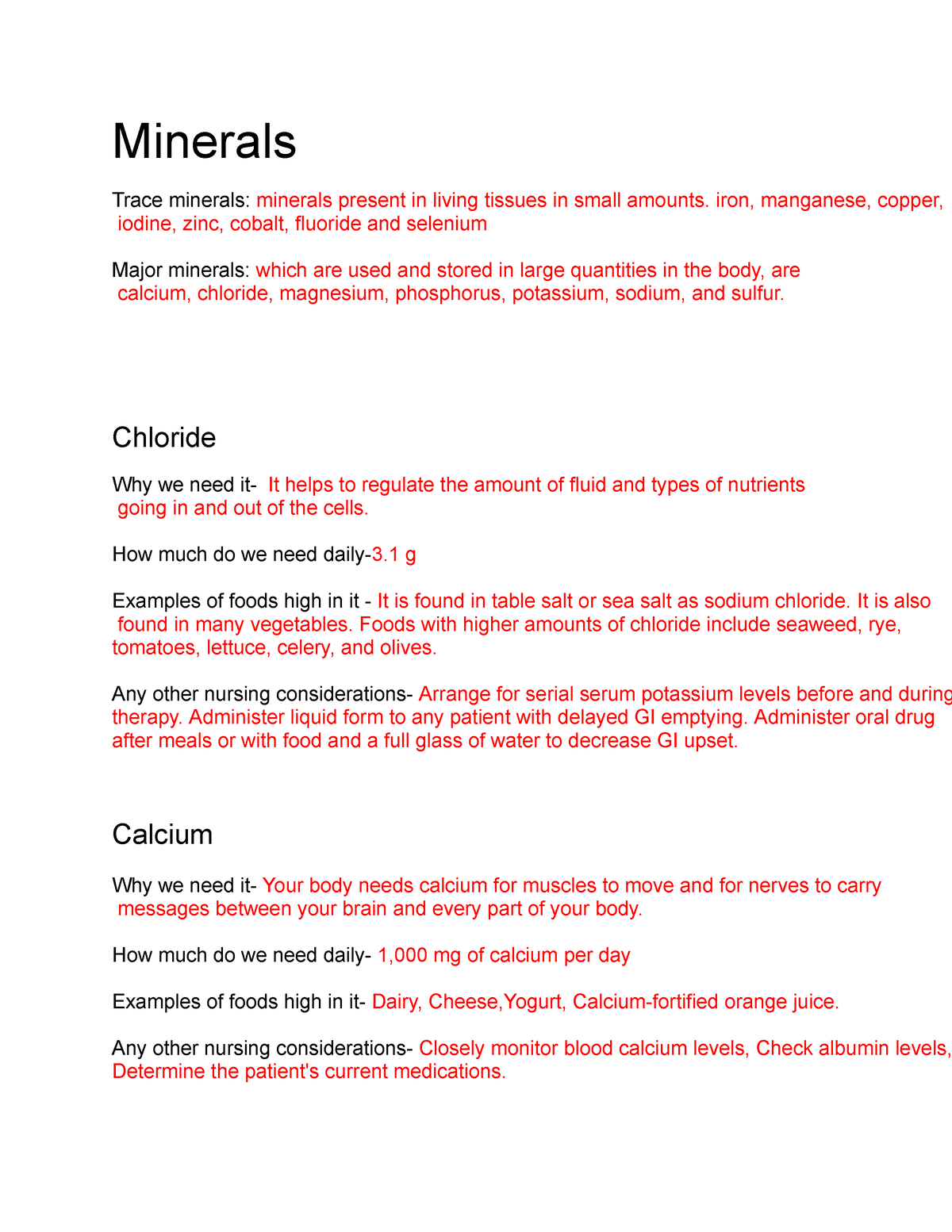 Minerals - Minerals Trace minerals: minerals present in living tissues ...