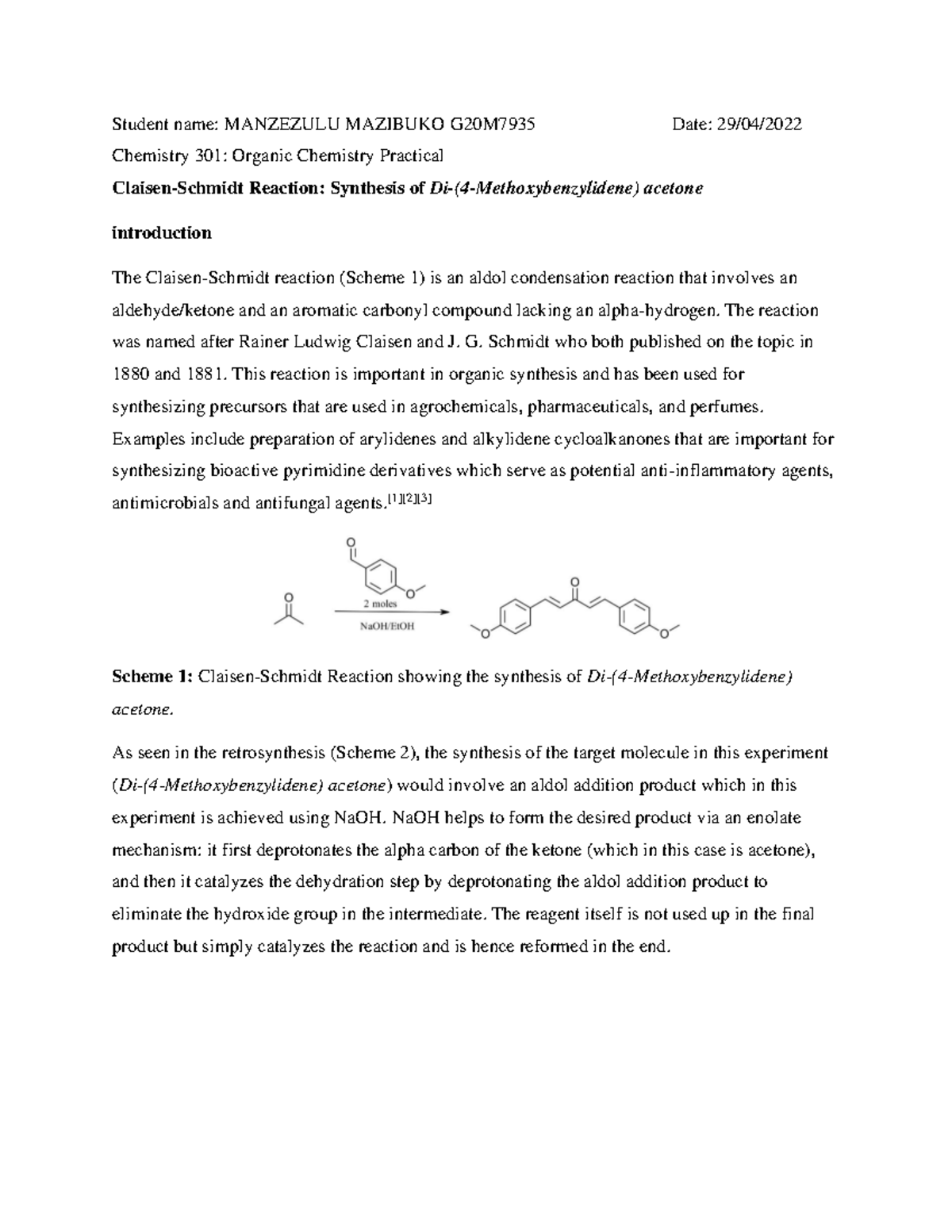 ClaisenSchmidt Reaction The reaction was named after Rainer Ludwig