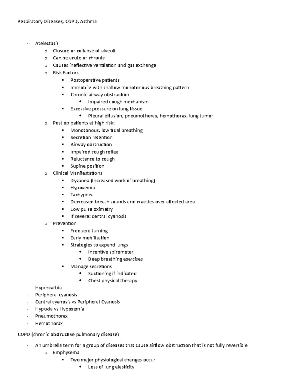 Exam 3 COPD and Asthma - Mainard and Brown - Respiratory Diseases, COPD ...