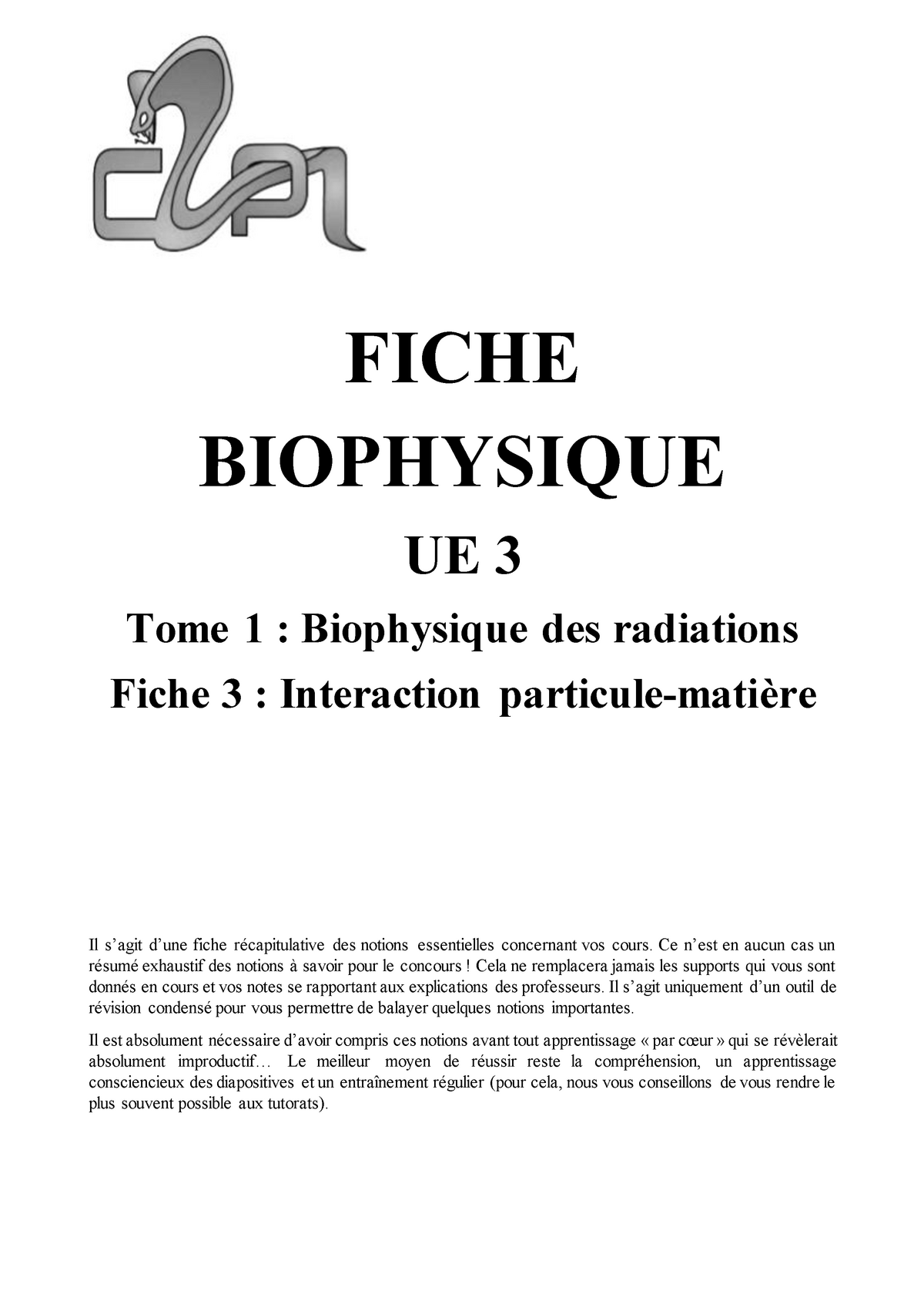 Tome 1 Fiche 3 Interaction Particule Matiere Warning Tt Undefined Function Studocu