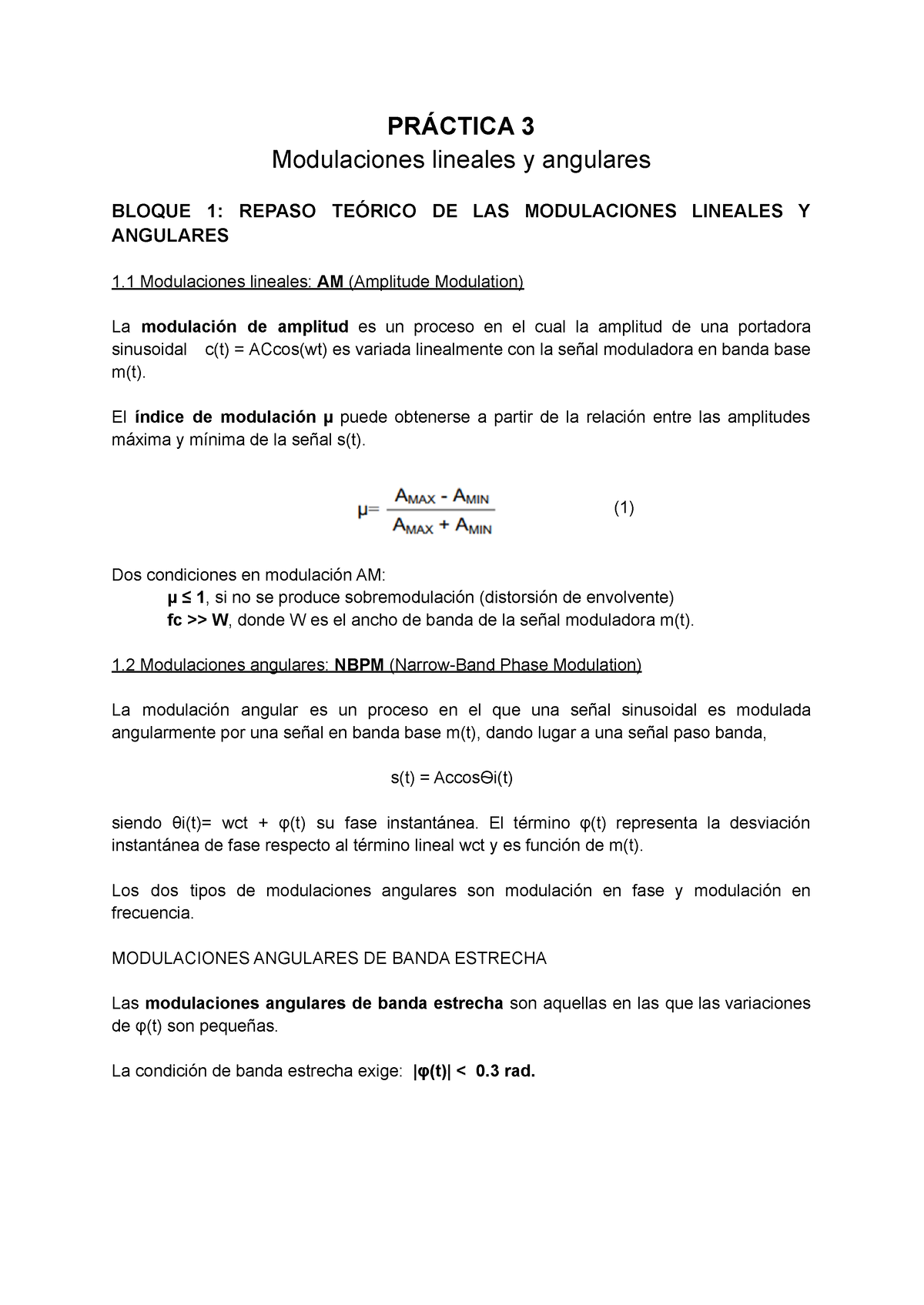 Práctica 3 Apuntes - PRÁCTICA 3 Modulaciones Lineales Y Angulares ...