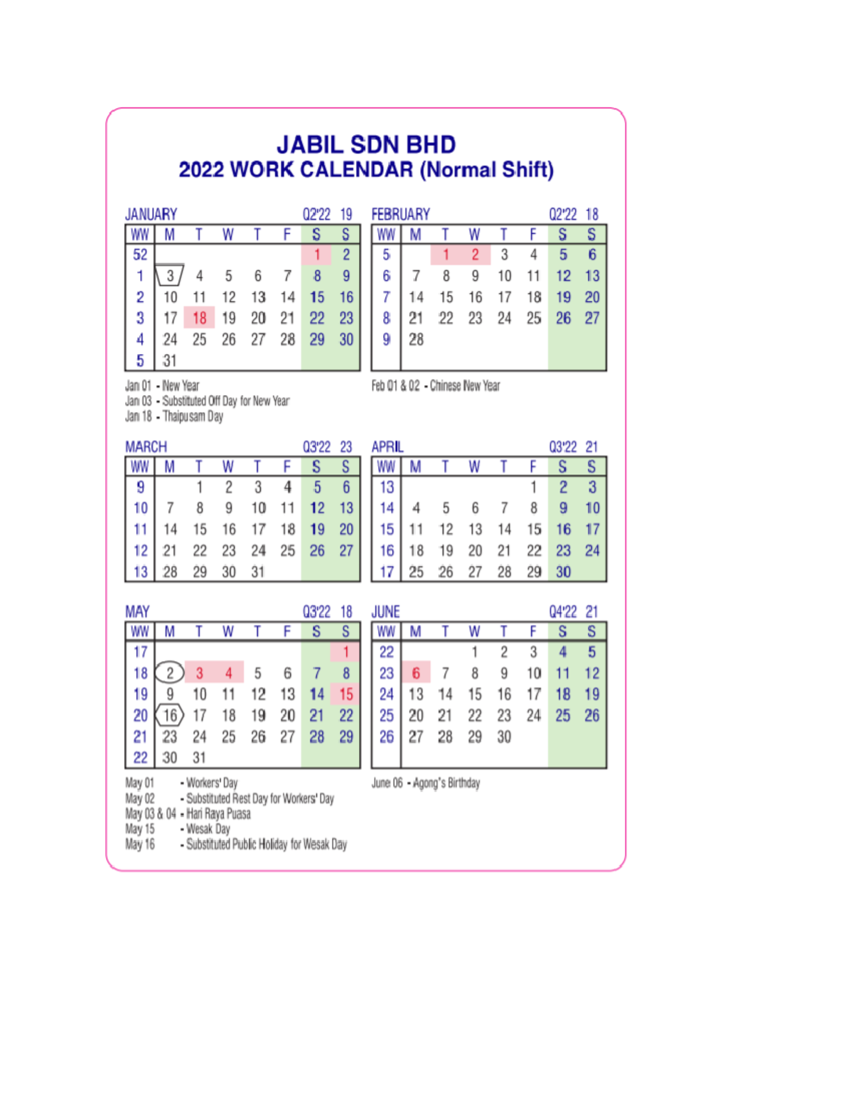 Jabil GBC Work Calendar 2022 Corporate Finance Studocu
