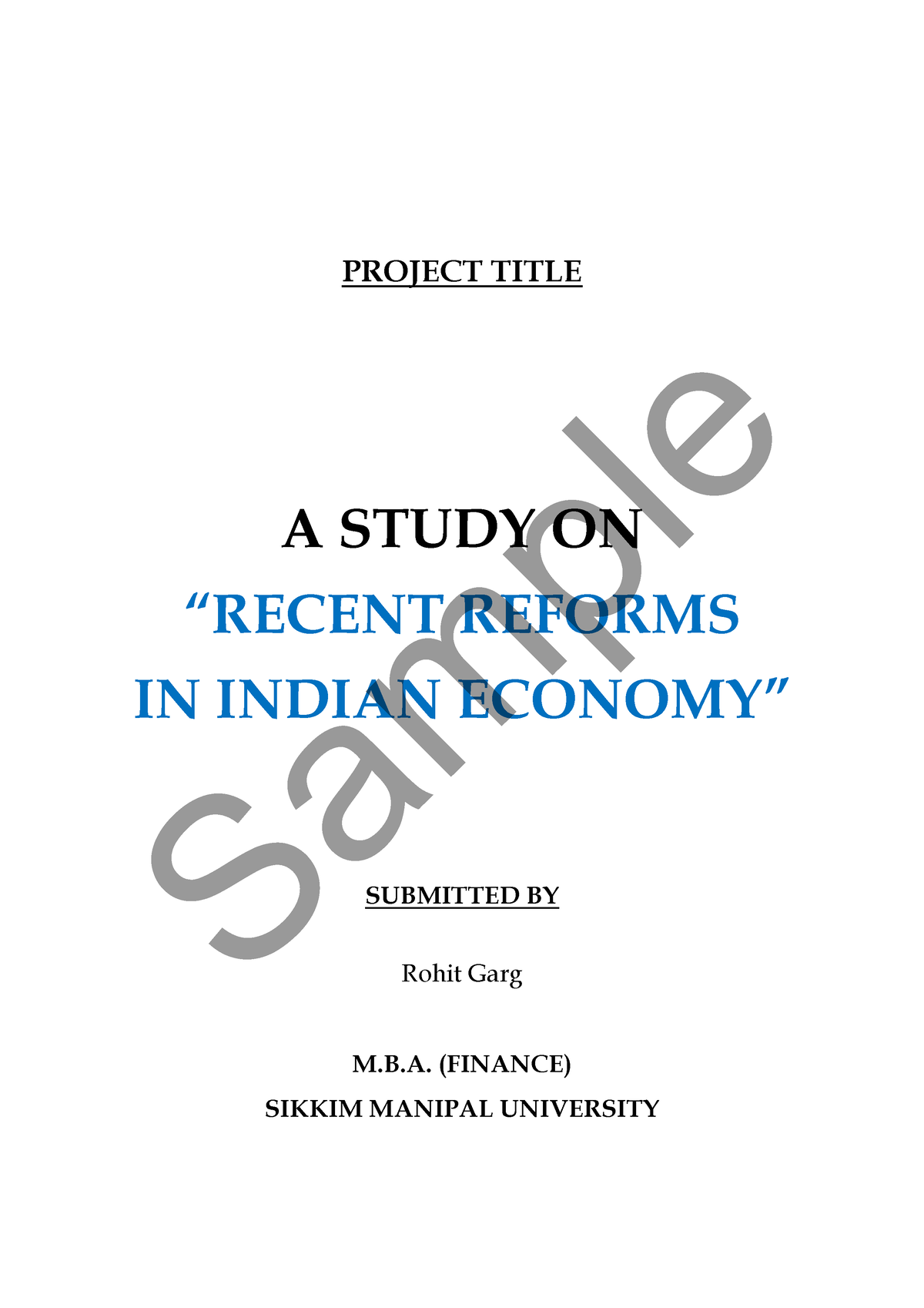 mba-project-report-project-title-a-study-on-recent-reforms-in-indian