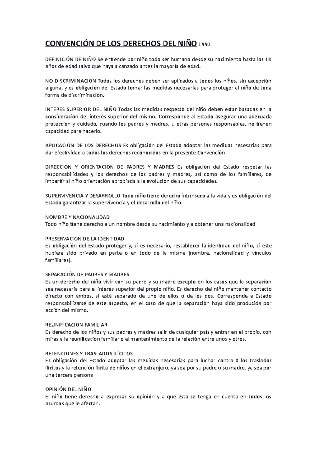 Resumen de la Convencion sobre los