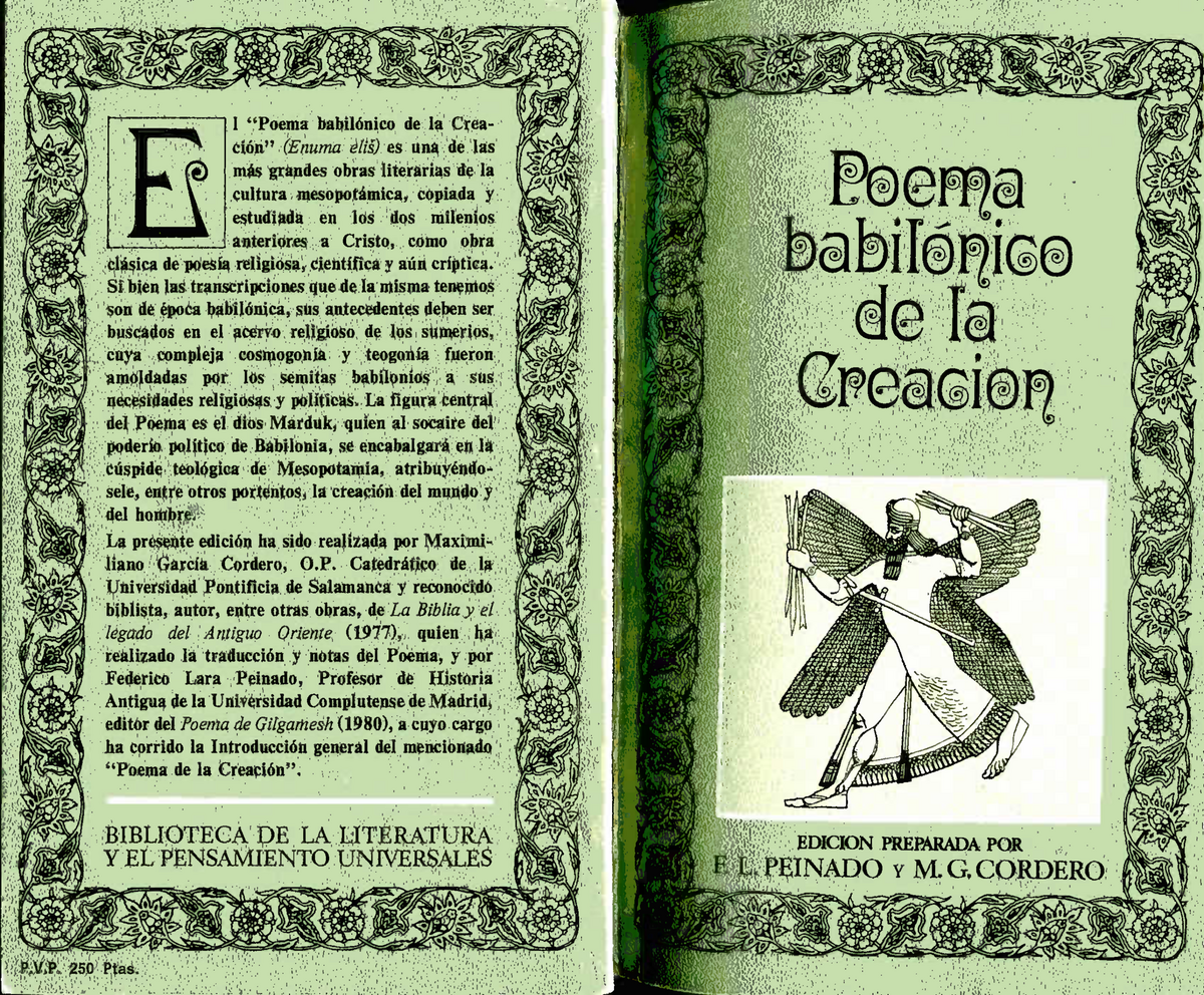 Poema Babilonico de La Creacion Anonimo - B clásica de poesia religiosa, -  Studocu