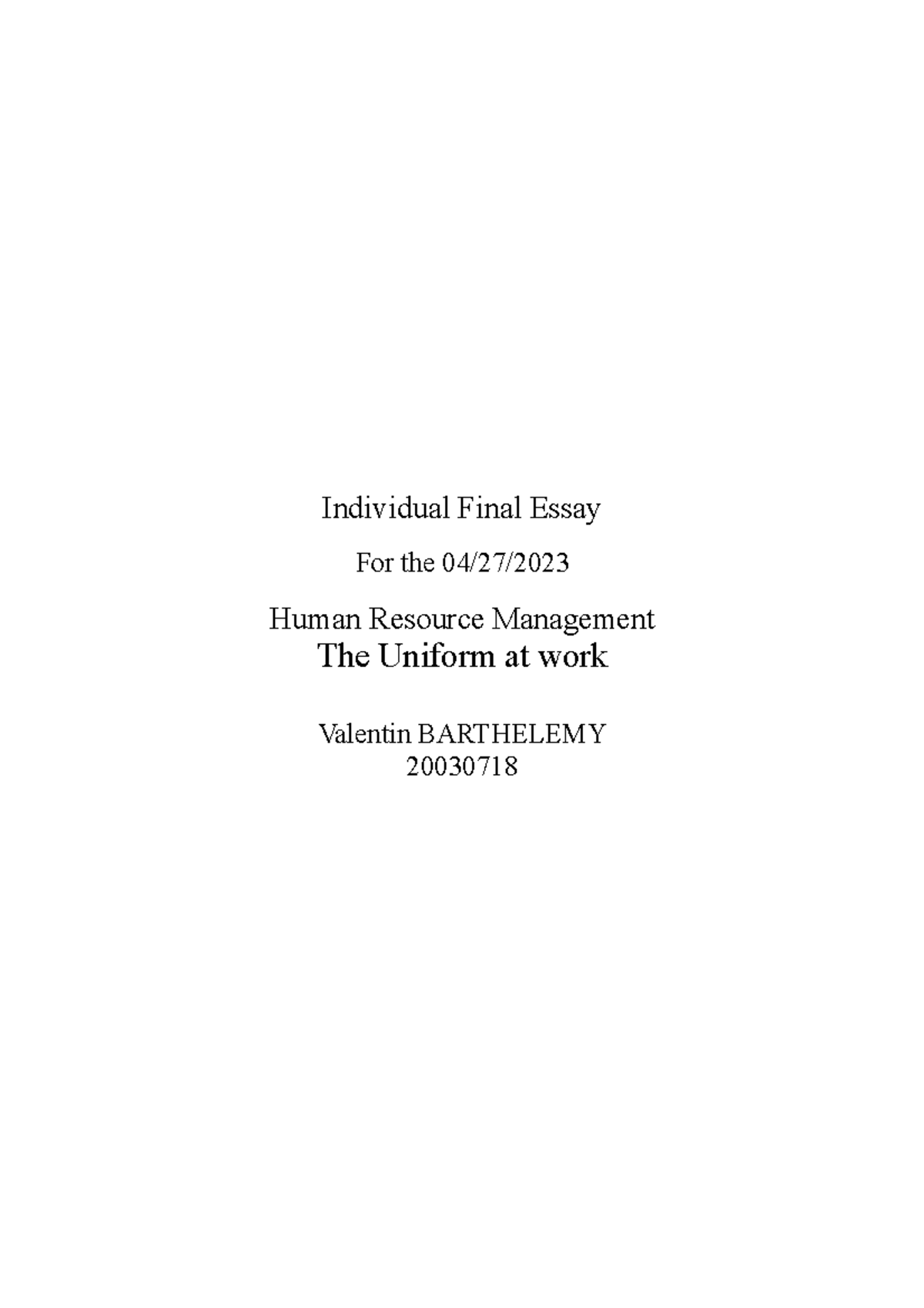 hrm essay title