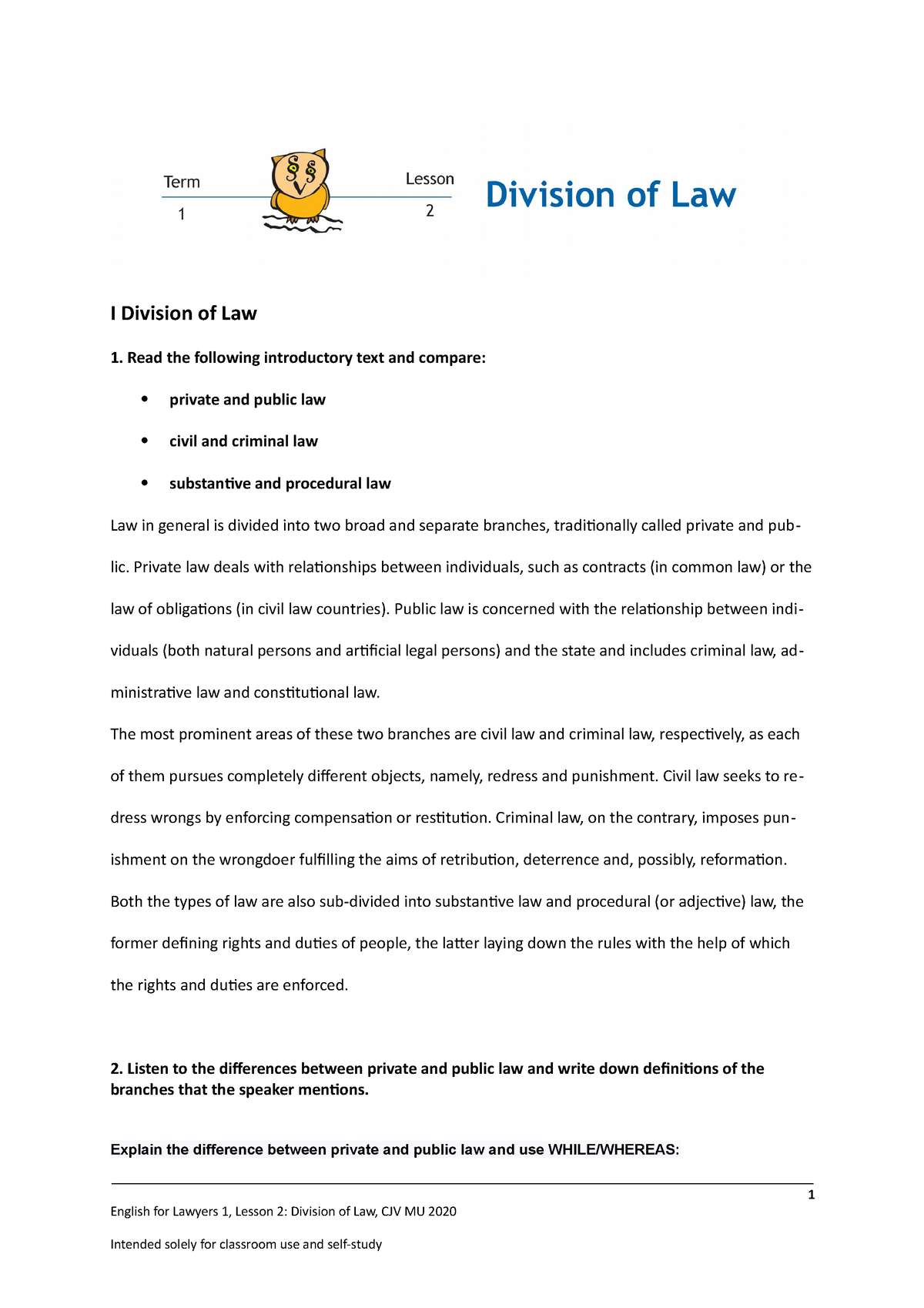 division of law assignment