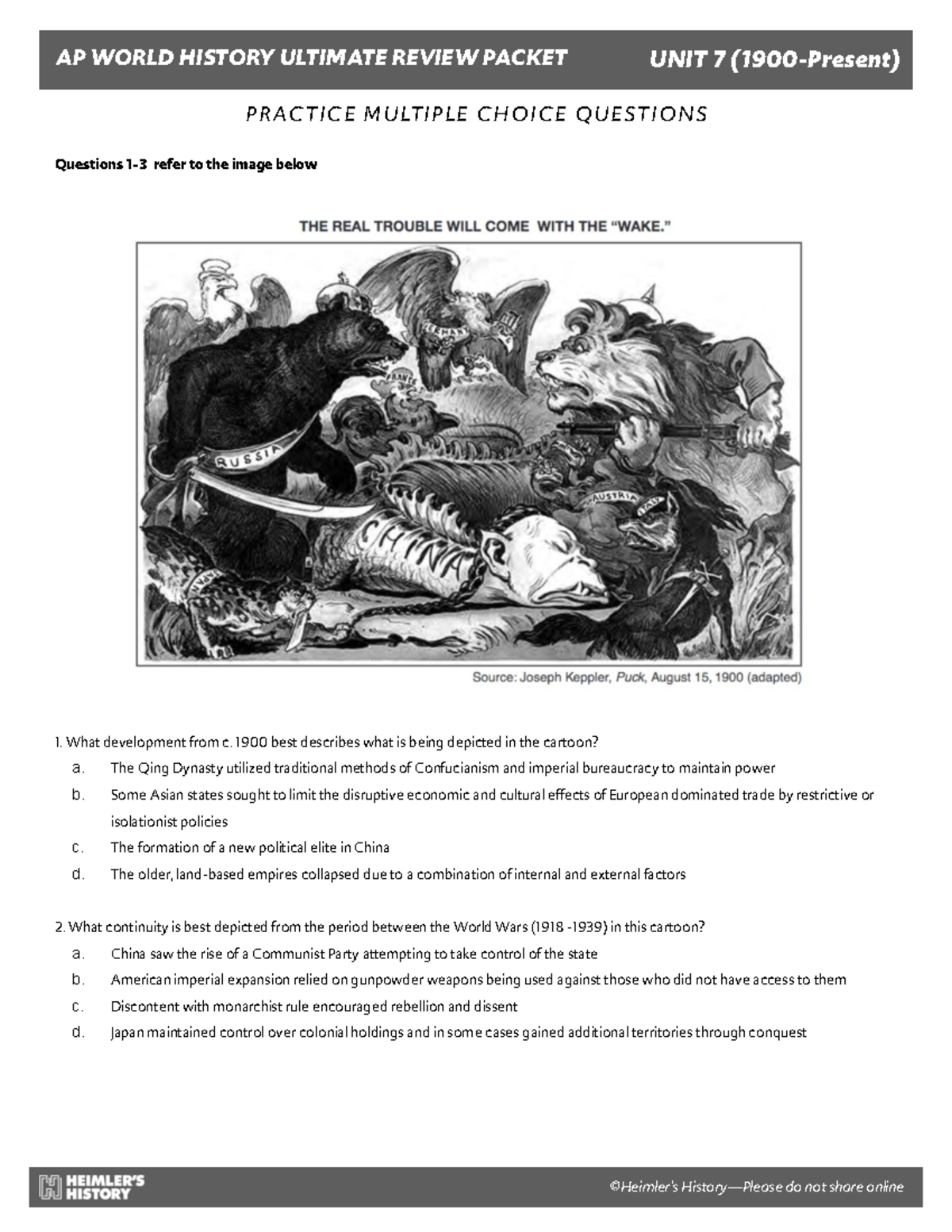 Copy of Unit 7 Multiple Choice Questions P R AC T I C E M U LT I P L E C H O I C E Q U E ST I